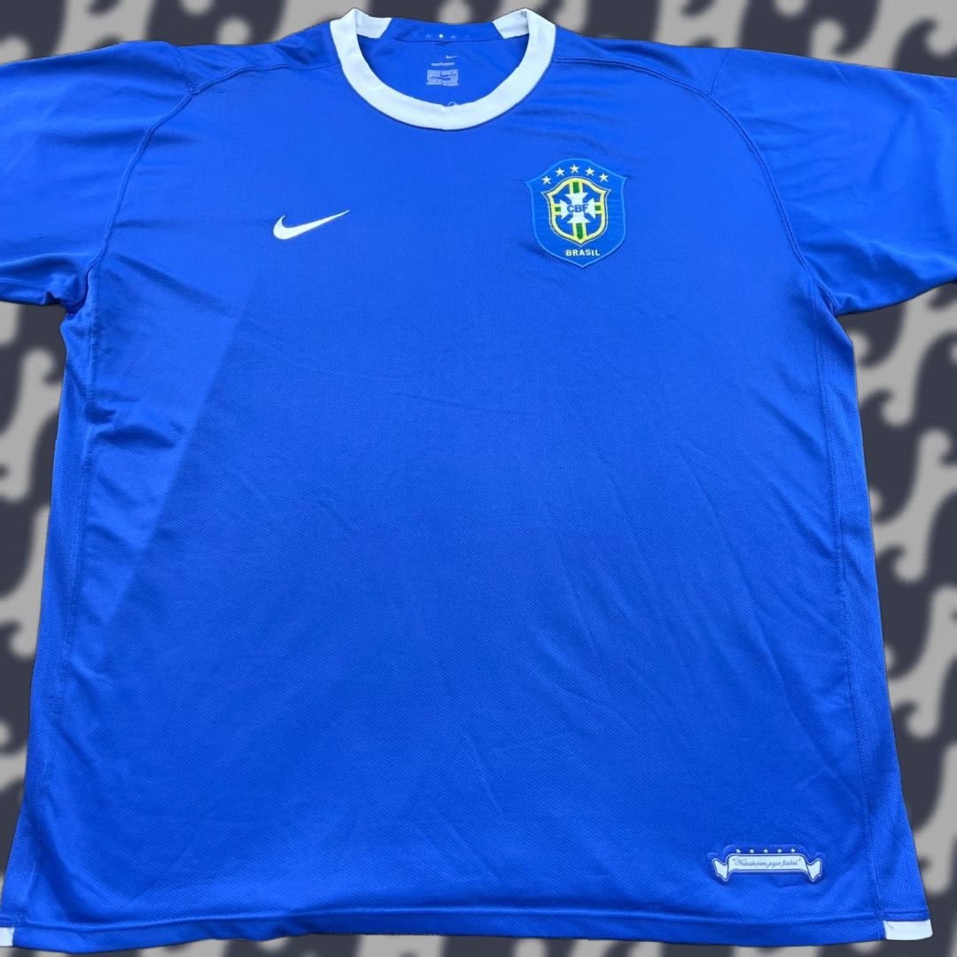 Nike Nike Brazil 2006 2007 Away Football Jersey Mens 2XL Shirt Blue Soccer Size US XXL / EU 58 / 5 - 1 Thumbnail