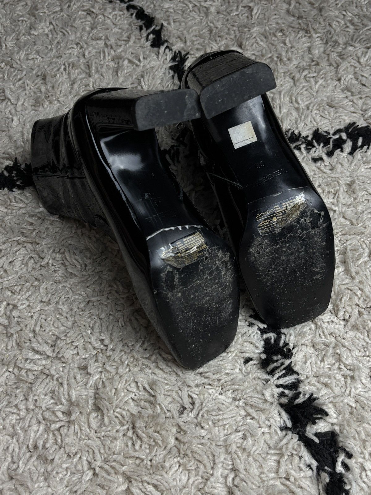 Diesel Diesel D-Millenia Patent Leather Ankle Avant Garde Zip Boots Size US 5 / IT 35 - 10 Thumbnail