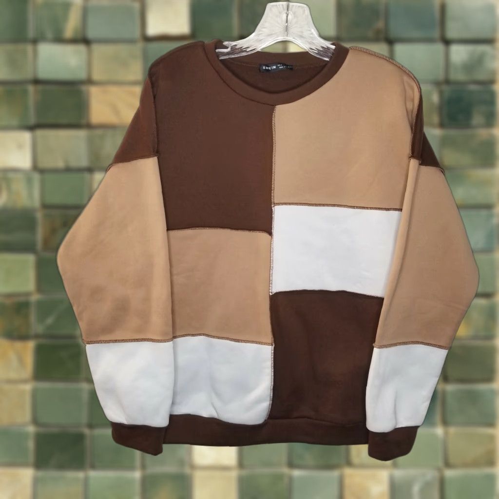 Shein SHEIN Women's Brown White Long Sleeve Pullover Sweater Size M Size M / US 6-8 / IT 42-44 - 1 Thumbnail