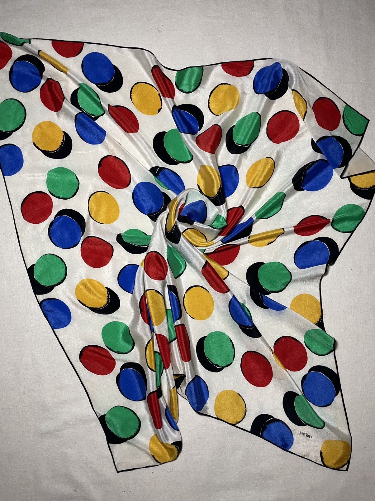 Vintage Loredano white polka dot silk scarf Size ONE SIZE - 4 Thumbnail