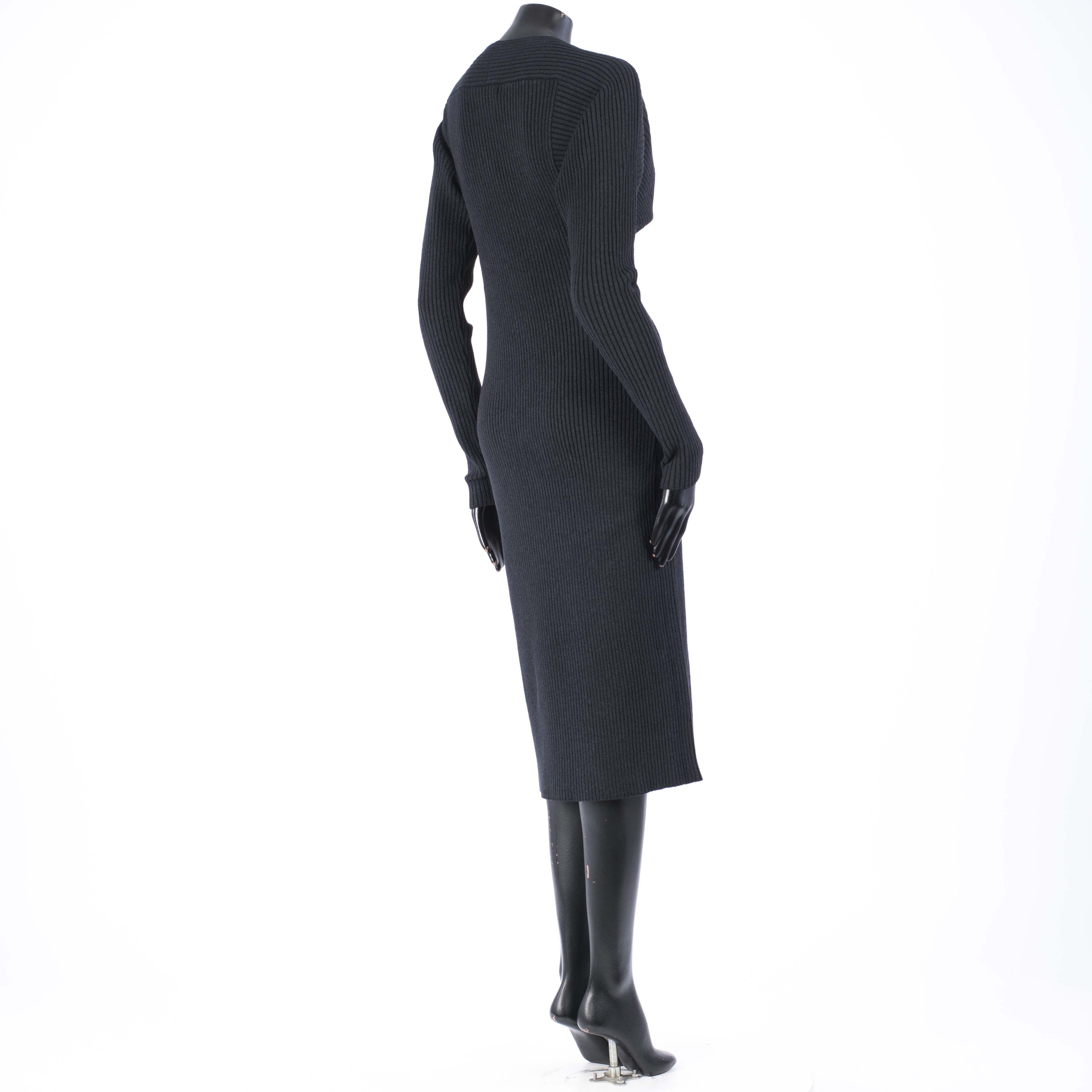 Bottega Veneta Knit Dress With Twisted Neckline In Black Silk & Wool Blend Size S / US 4 / IT 40 - 6 Thumbnail