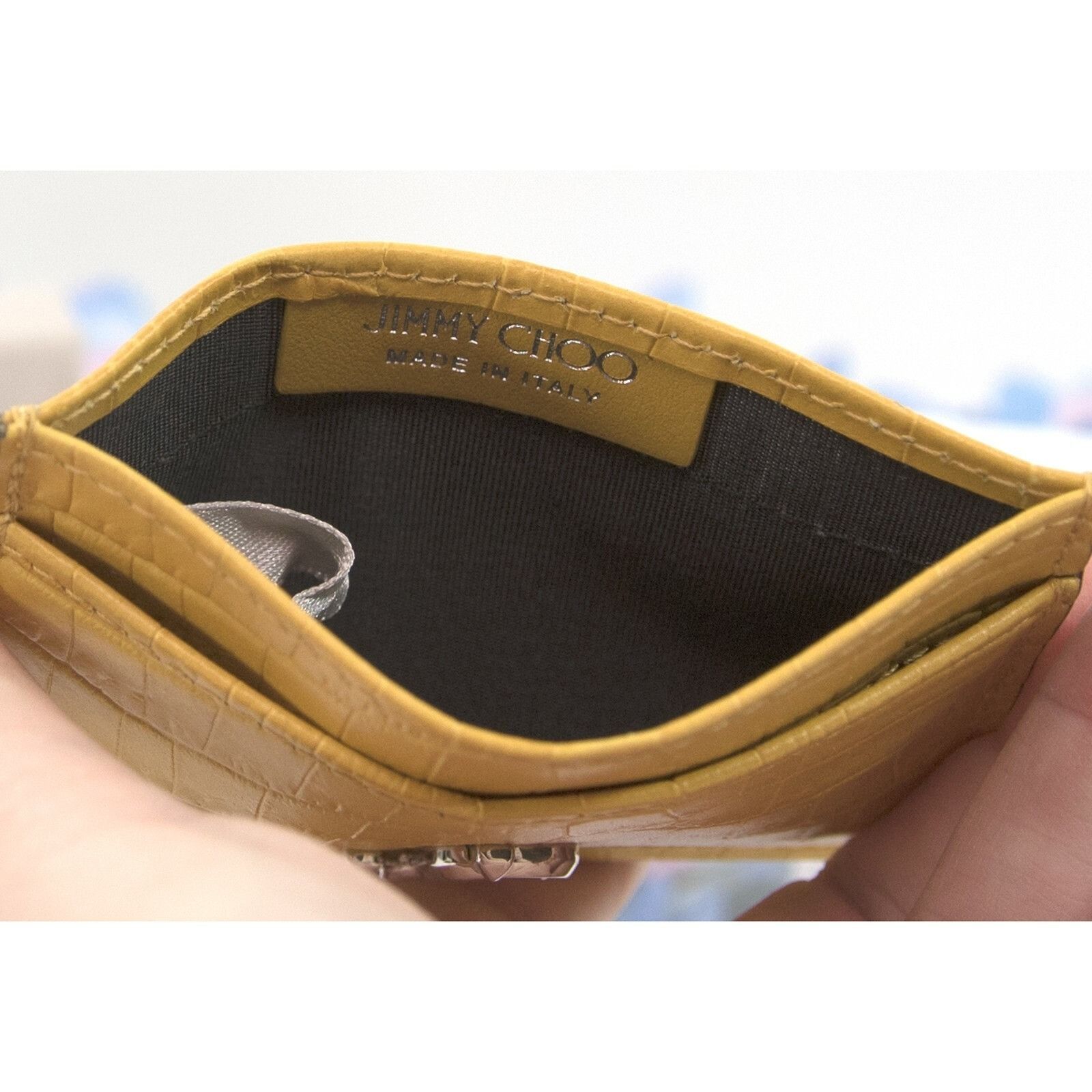 Jimmy Choo Jimmy Choo Umika Dark Sun Yellow Croc Leather Card Case Hold Size ONE SIZE - 3 Thumbnail
