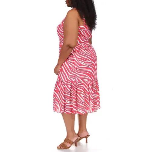 Other Michael Michael Kors Plus Size Zebra Midi Dress, Geranium, 1 Size ONE SIZE - 2 Thumbnail