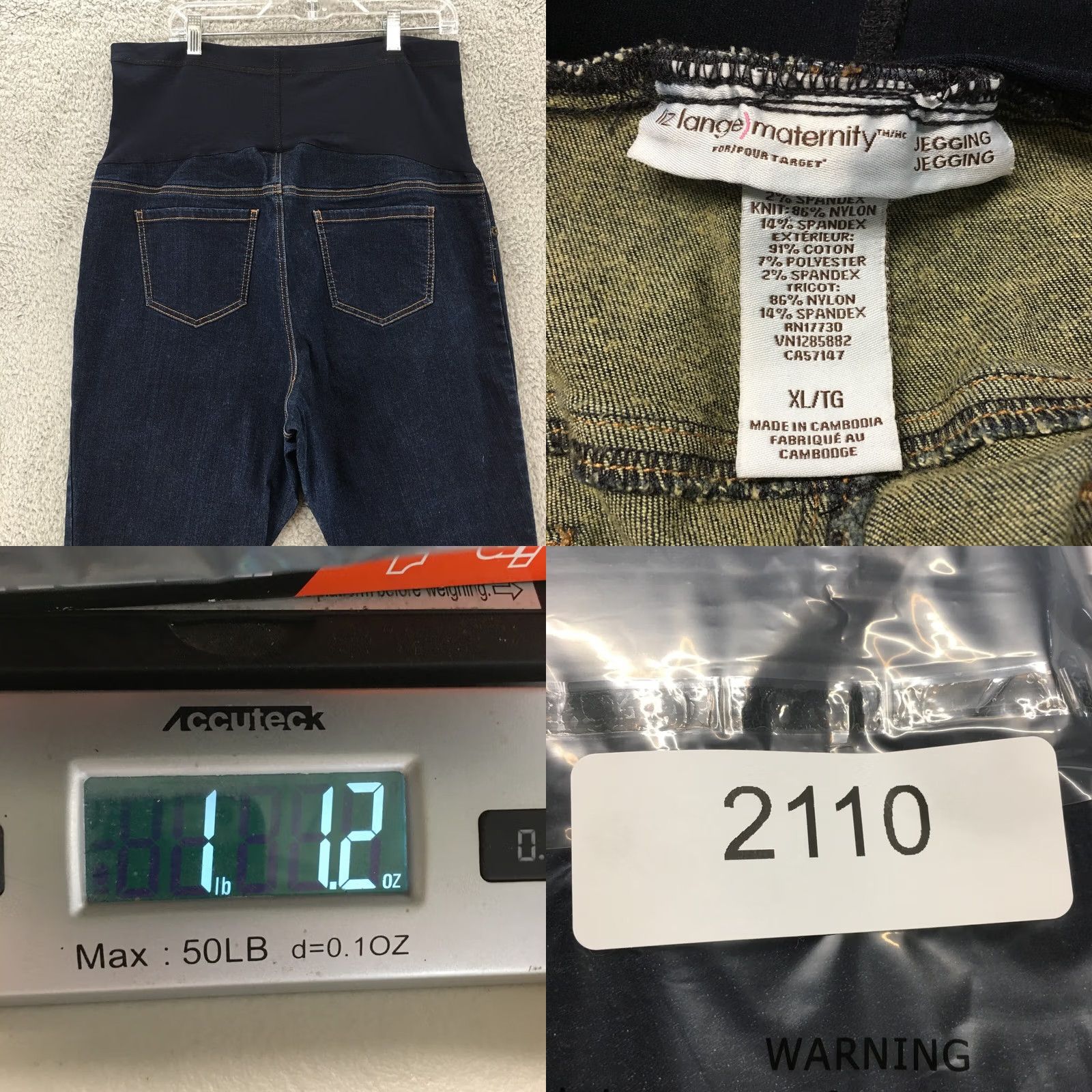 Denime Liz Lange Maternity Jegging Jeans Womens Extra Large Blue Dark Wash Denim Jeans Size 40" / US 18 - 9 Thumbnail