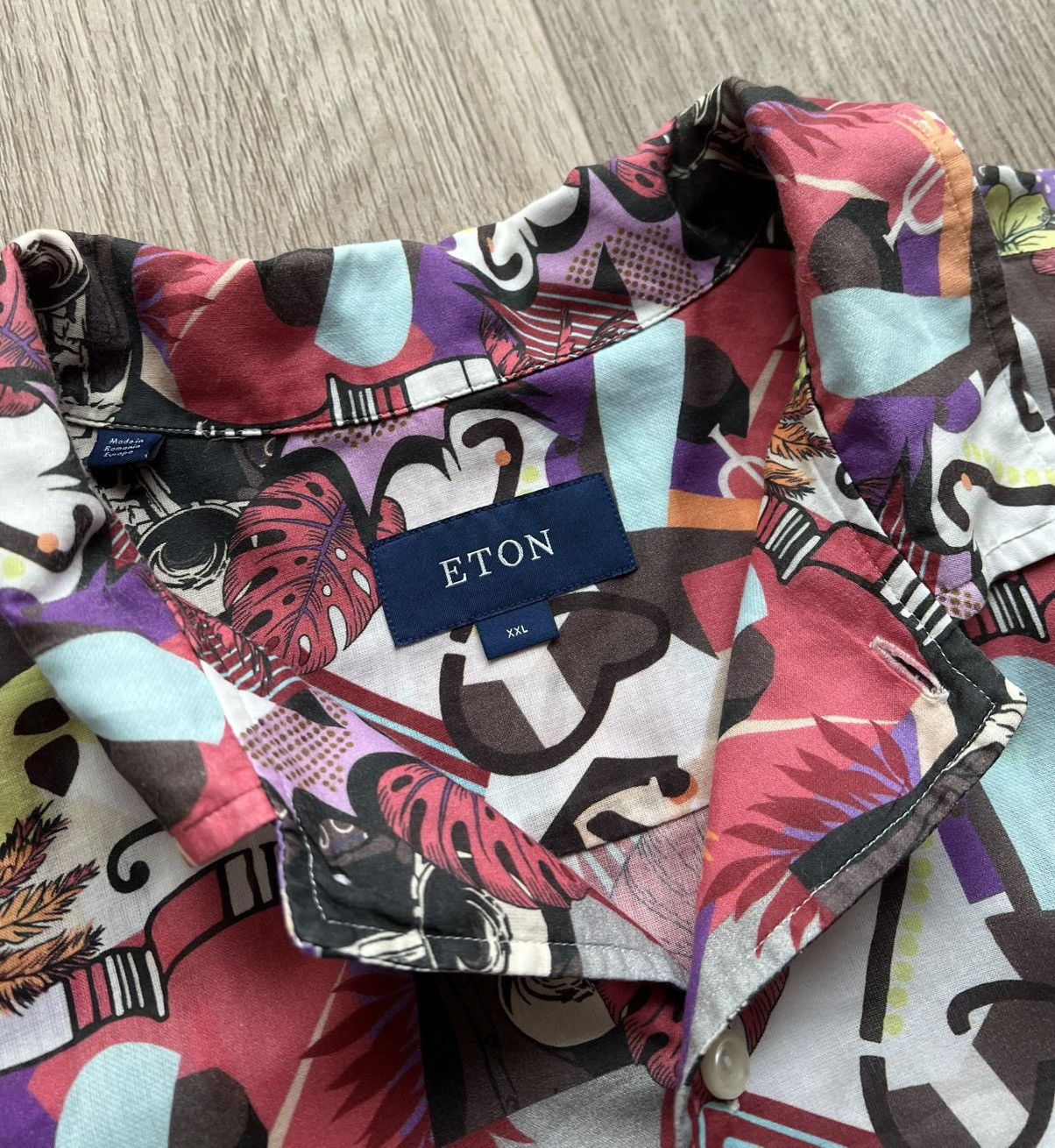 Eton × Vintage Vintage Eton Jazz Band Print Button Up Shirt Short Sleeve Size US XXL / EU 58 / 5 - 6 Thumbnail