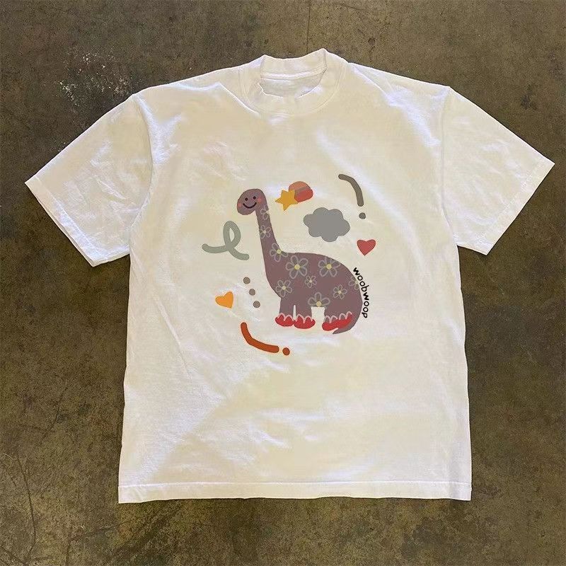 Japanese Brand Dinosaur print white casual cotton tee Size US L / EU 52-54 / 3 - 1 Thumbnail