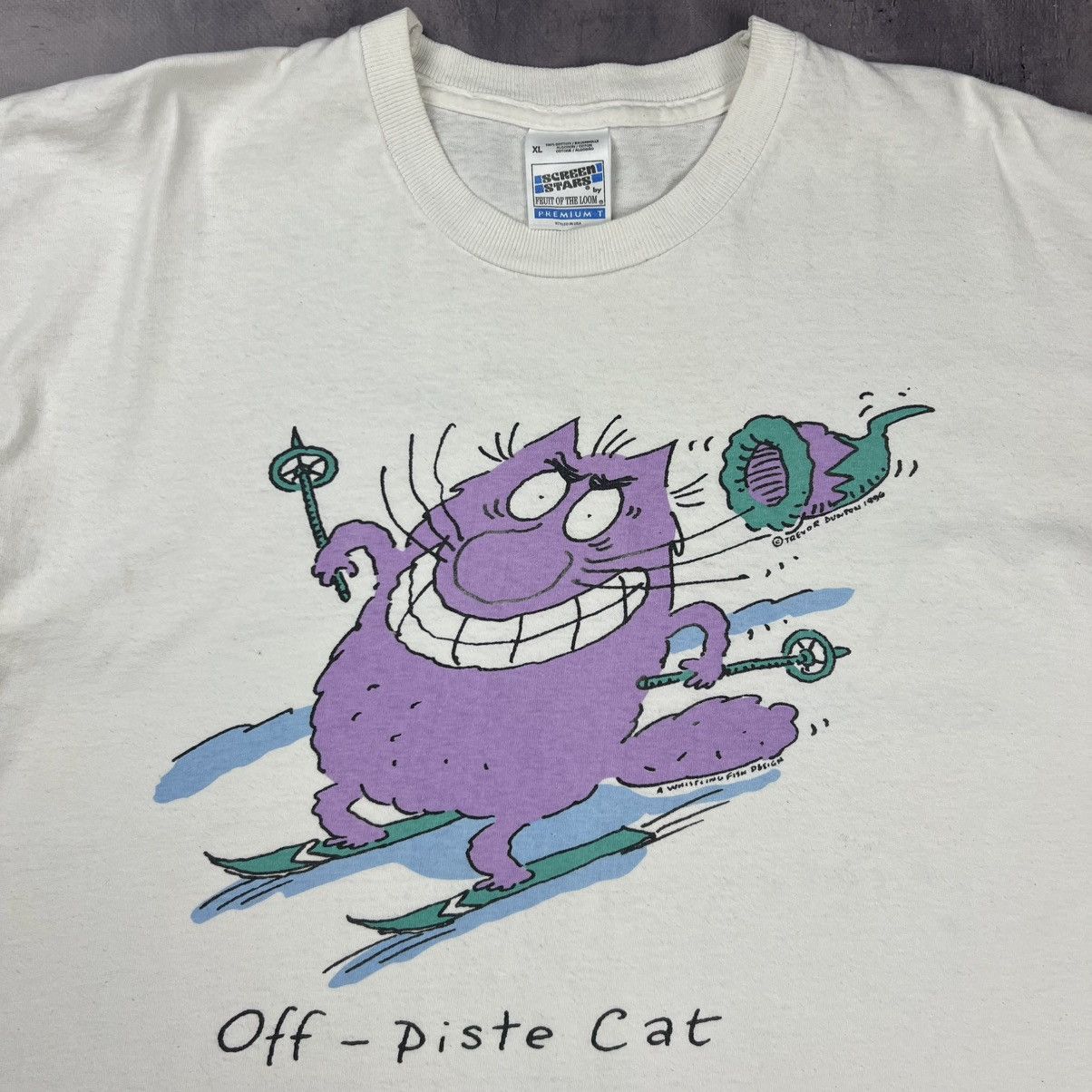 Designer Rare! Trevor Dunton Off Piste Cat Vintage Big Logo Tee 1996 Size US XL / EU 56 / 4 - 5 Thumbnail