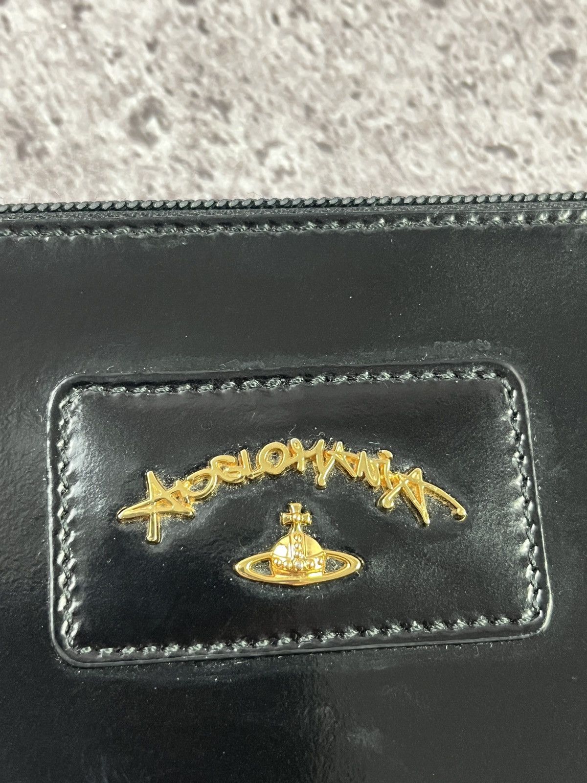 Vivienne Westwood Vivienne Westwood Black Leather Logo Zip Clutch Bag Size ONE SIZE - 2 Thumbnail
