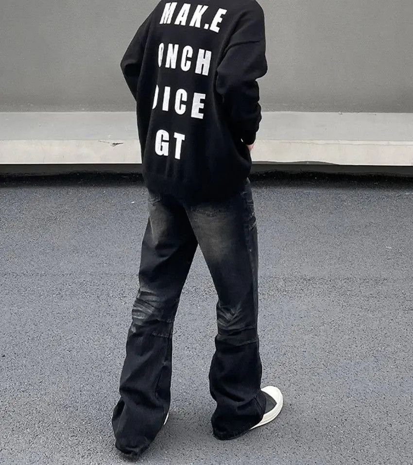 Designer × Japanese Brand Black y2k Distressed Washed Flare Jeans Size US 32 / EU 48 - 3 Thumbnail