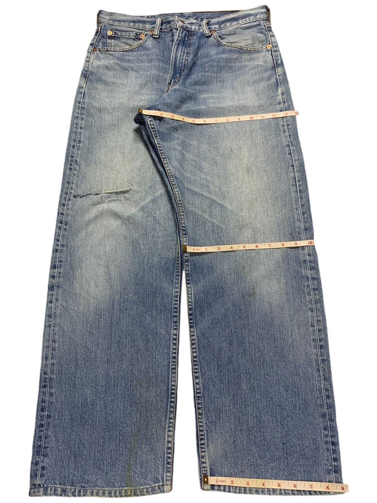 LVC × Levi's × Levi's Vintage Clothing Vintage 90s Levis 504 Blue Wash Distressed Baggy Jeans Size US 33 - 13 Thumbnail