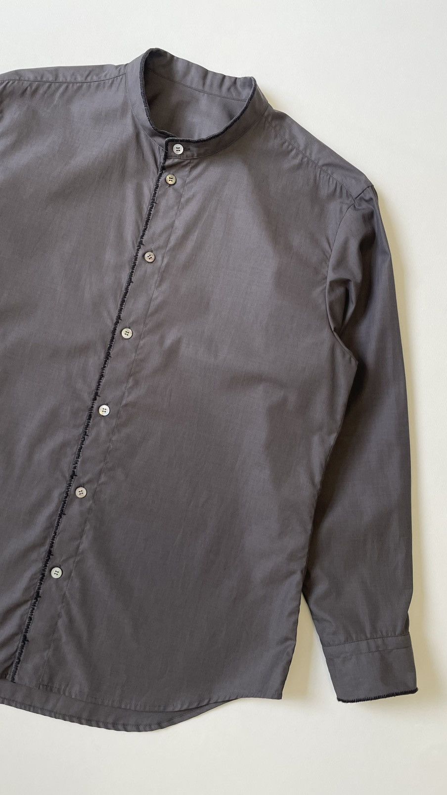 Issey Miyake ‘Contrast Stitch’ Grey Shimmer Cotton Shirt Size US L / EU 52-54 / 3 - 7 Thumbnail