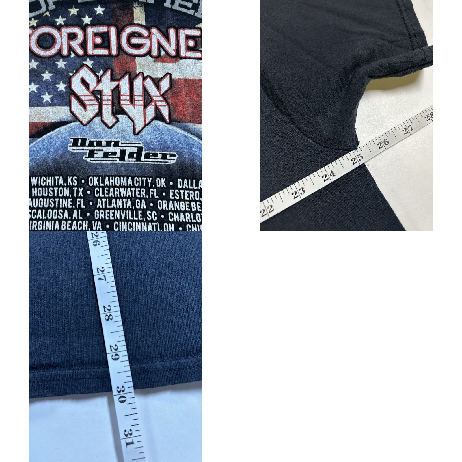 Delta 2014 Foreigner Styx Don Felder Soundtrack Of America Tour shirt 2XL Black Men T-Shirt Graphic Print - Delta Pro Weight Size US XXL / EU 58 / 5 - 9 Thumbnail