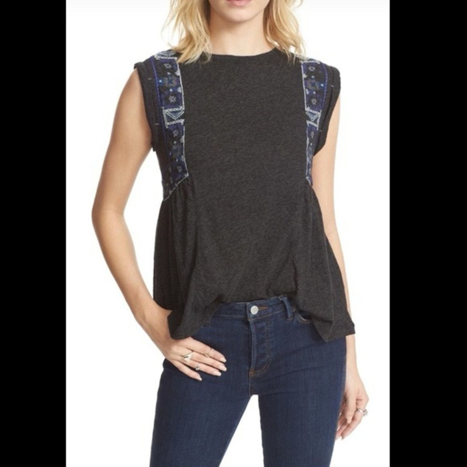 Free People Free People Marcy Embroidered Peplum TankTop Blouse Womens M Size M / US 6-8 / IT 42-44 - 1 Thumbnail