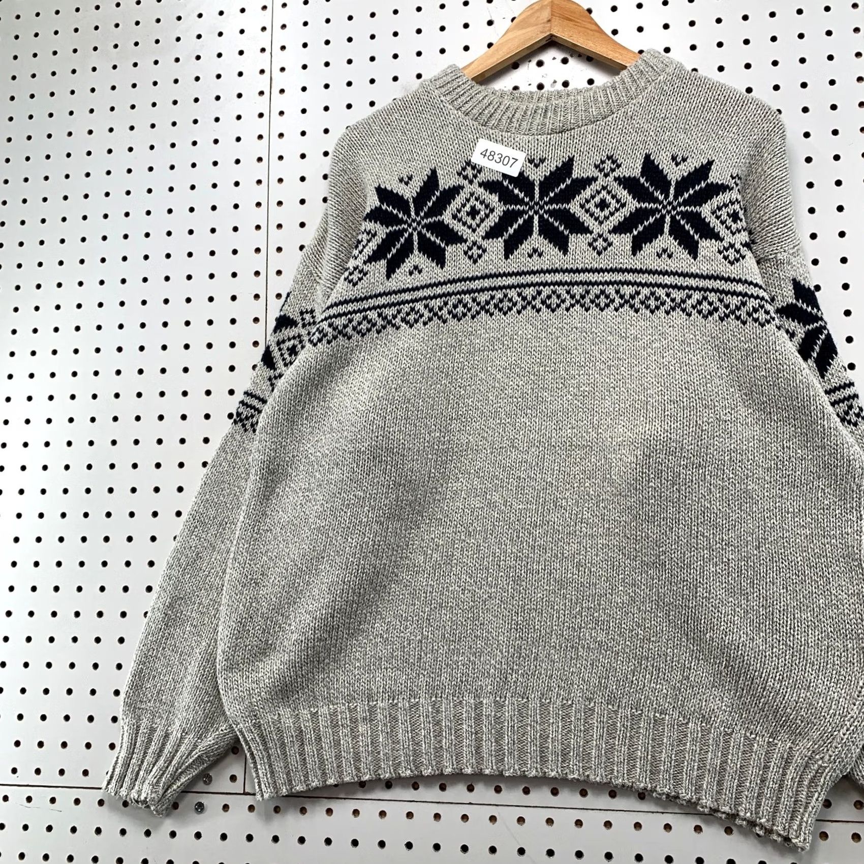 Croft & Barrow VINTAGE Croft & Barrow Sweater Mens Large Gray Snow Flake Cotton Knit USA Size US L / EU 52-54 / 3 - 4 Thumbnail