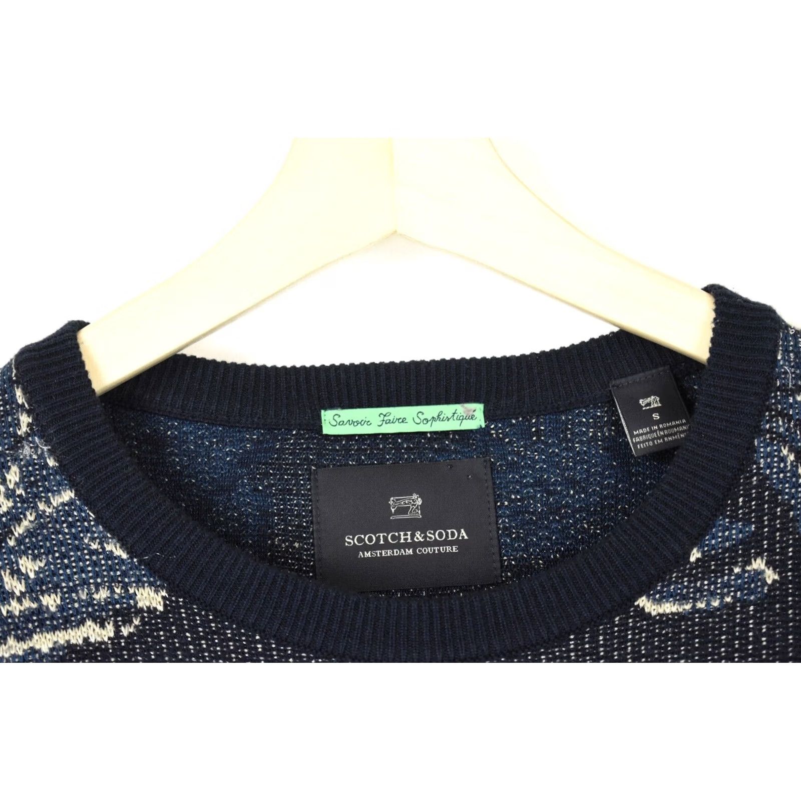 Scotch & Soda SCOTCH & SODA Jumper Men SMALL Knitted Pullover Crew Neck Patterned Blue Size US S / EU 44-46 / 1 - 4 Thumbnail