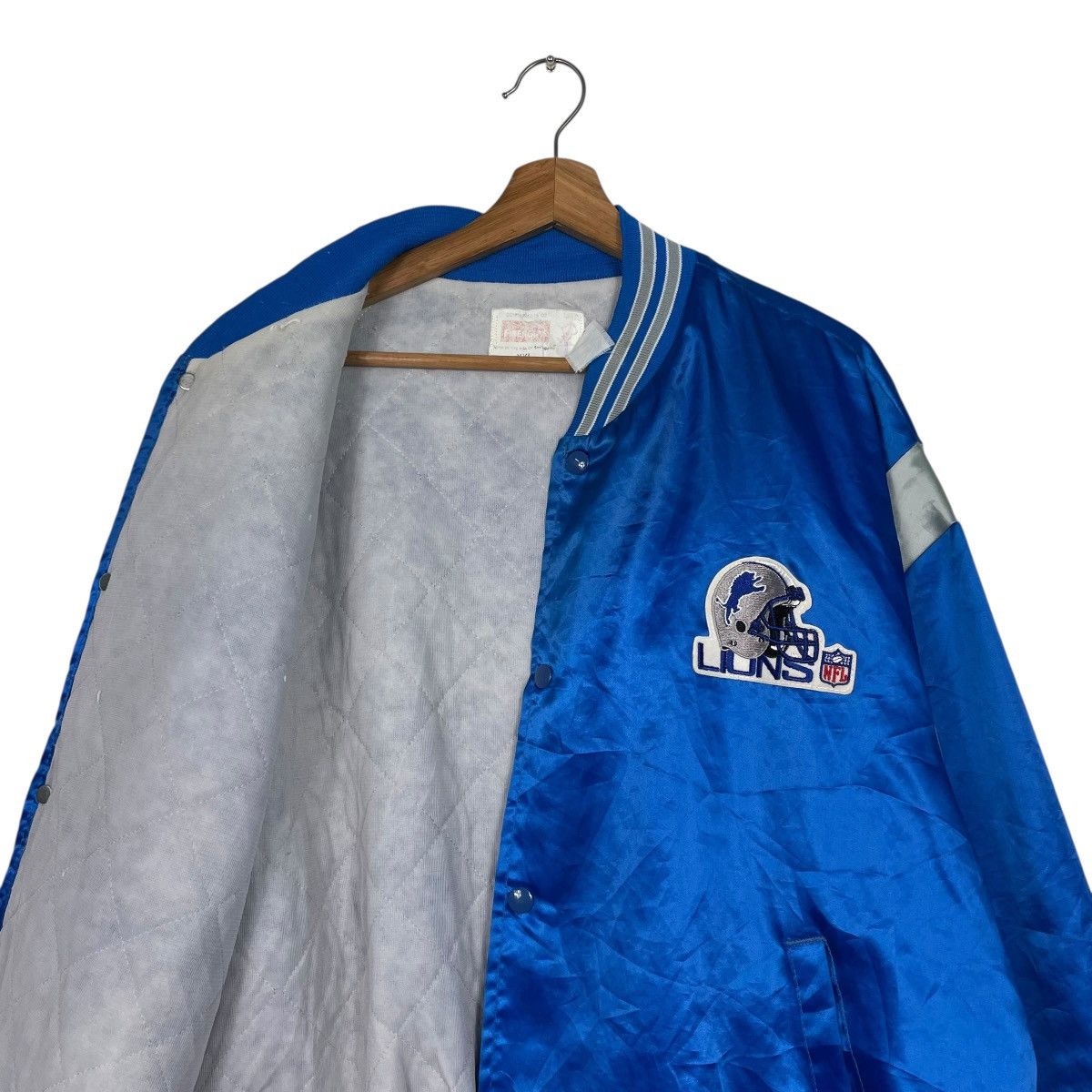 NFL Vintage 80s NFL Detroit Lions Satin Bomber Size US XXL / EU 58 / 5 - 10 Thumbnail