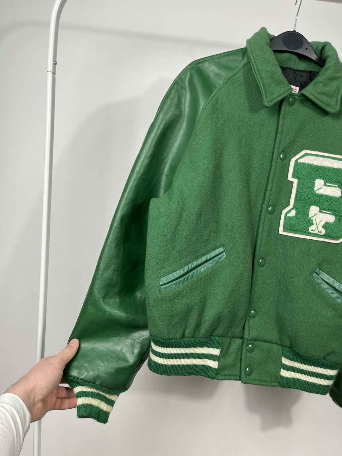 Other Vintage USA Varsity Jacket Green Wool Leather Size M Size US M / EU 48-50 / 2 - 4 Thumbnail