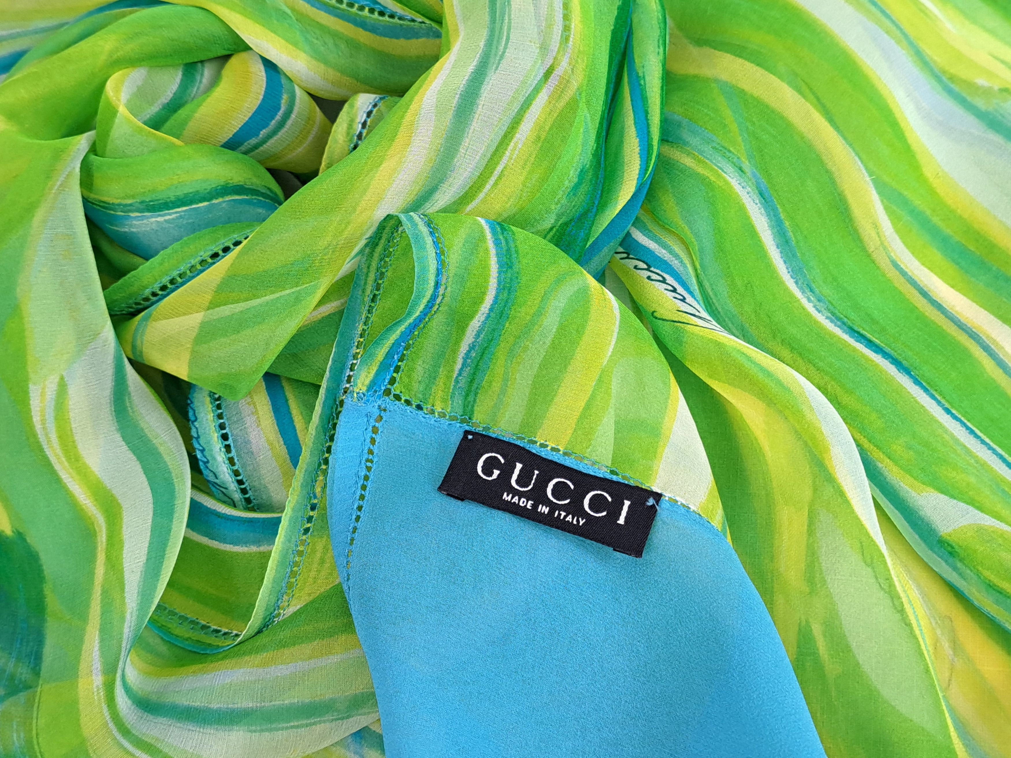 Gucci × Vintage GUCCI ultra lightweight silk scarf. Size ONE SIZE - 10 Thumbnail