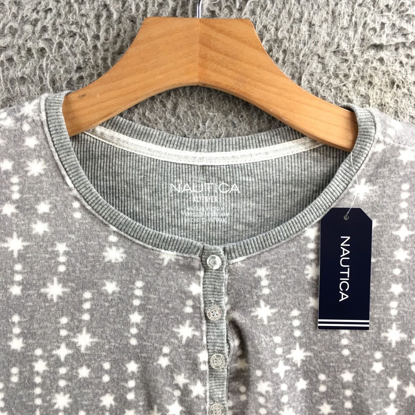 Nautica Nautica Sleepshirt Women XL Gray Star Print Long Sleeve Pullover V-Neck NEW Size XL / US 12-14 / IT 48-50 - 3 Thumbnail