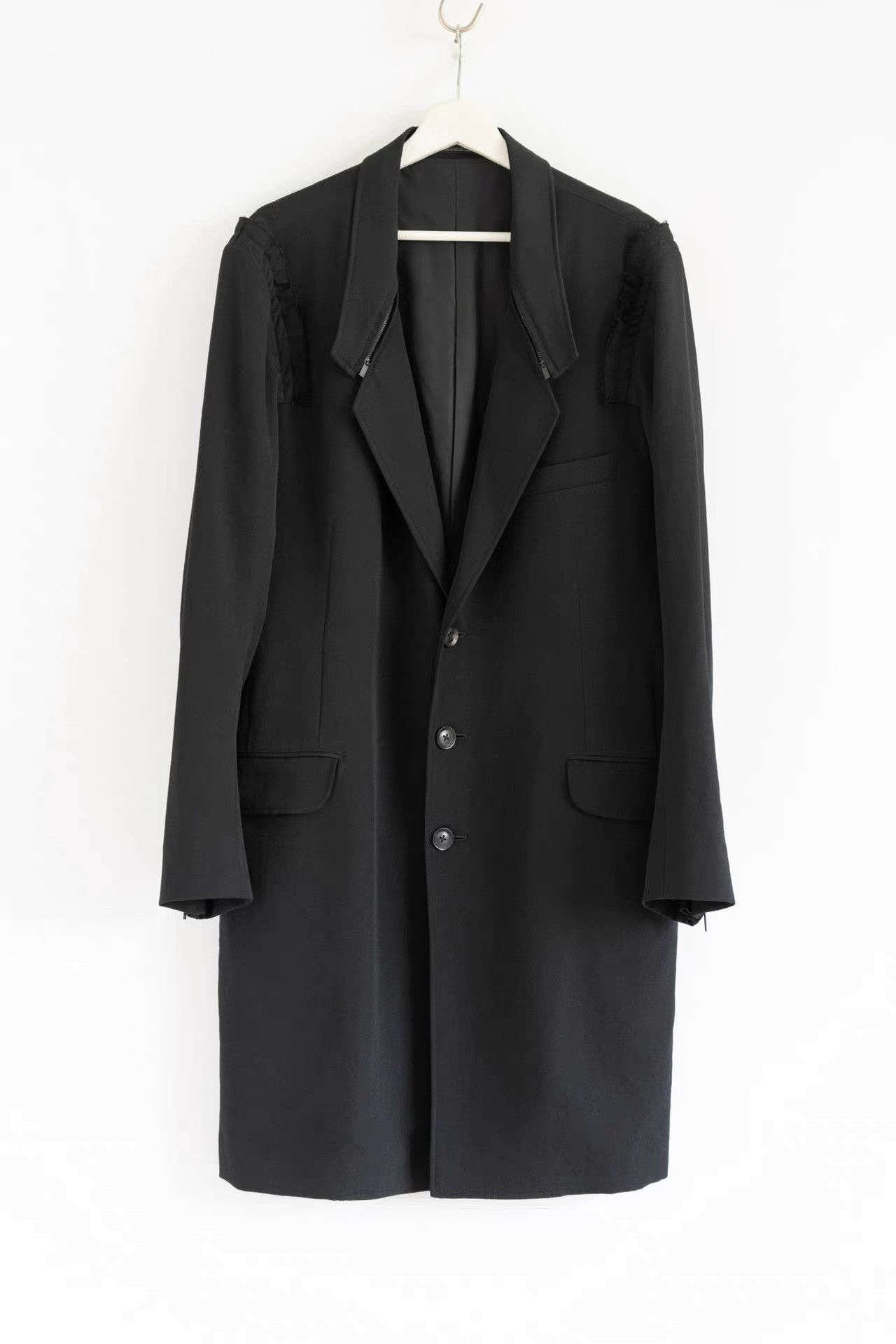 Yohji Yamamoto Yohji Yamamoto 18aw Lace Sleeve Zip Long Blazer K4 Size US M / EU 48-50 / 2 - 1 Thumbnail