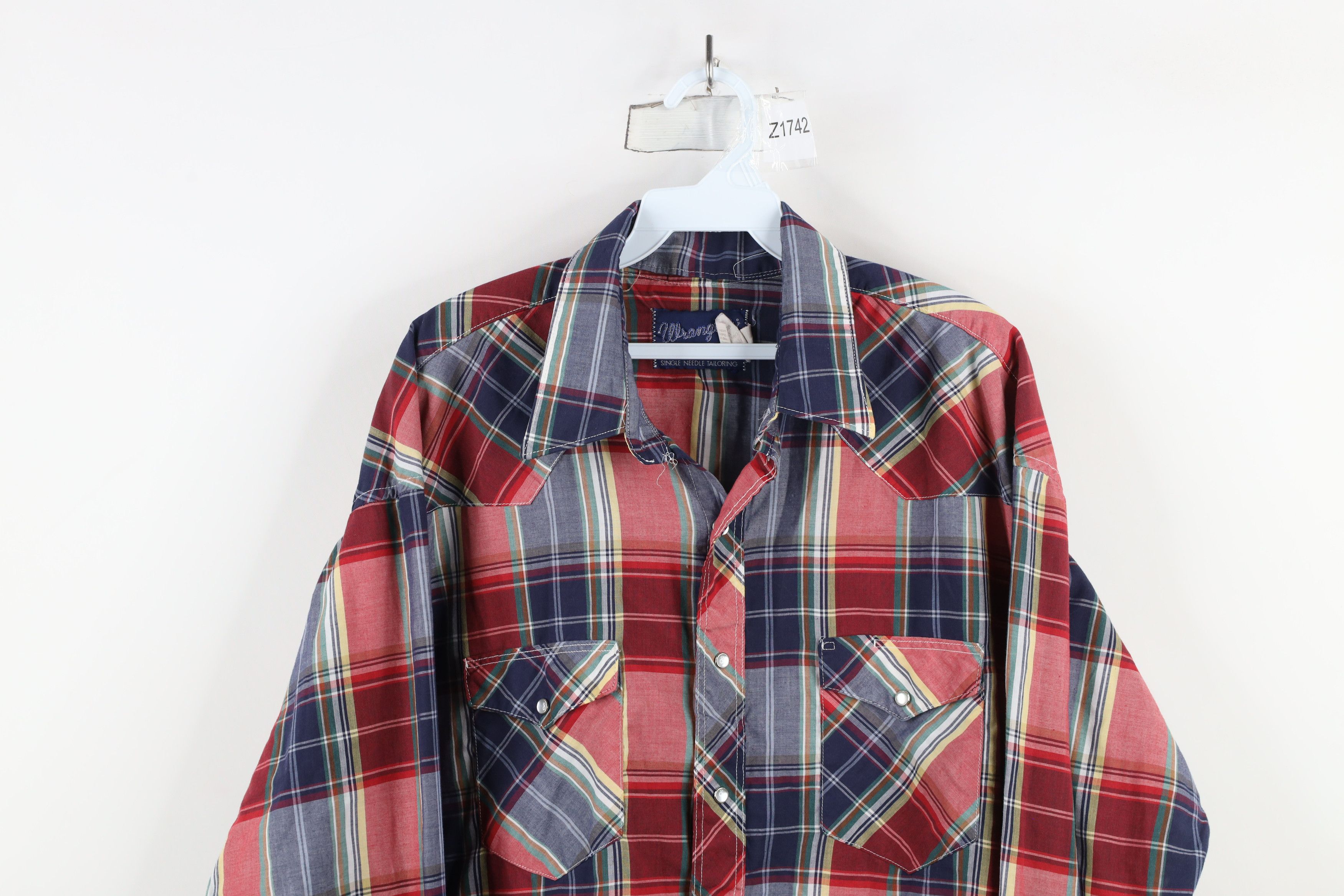 Vintage × Wrangler Vintage 90s Wrangler Needle Western Cowboy Button Shirt Size US XL / EU 56 / 4 - 2 Thumbnail