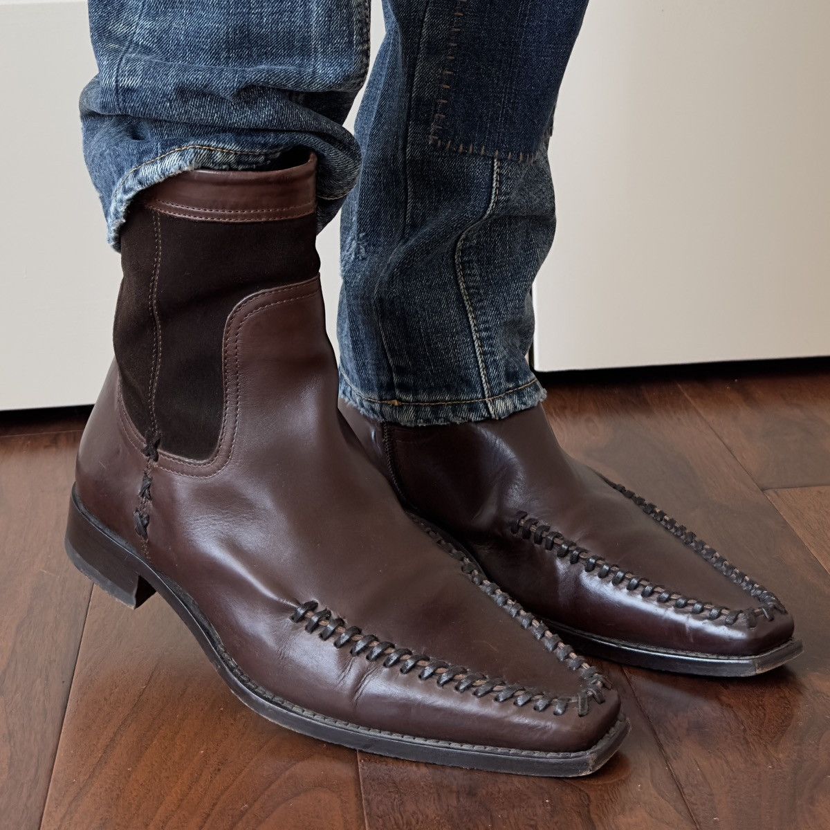 Dsquared2 Dsquared2 F/W 2003 Brown Leather Moc-Toe Zip Ankle Boots Size US 8.5 / EU 41-42 - 1 Thumbnail
