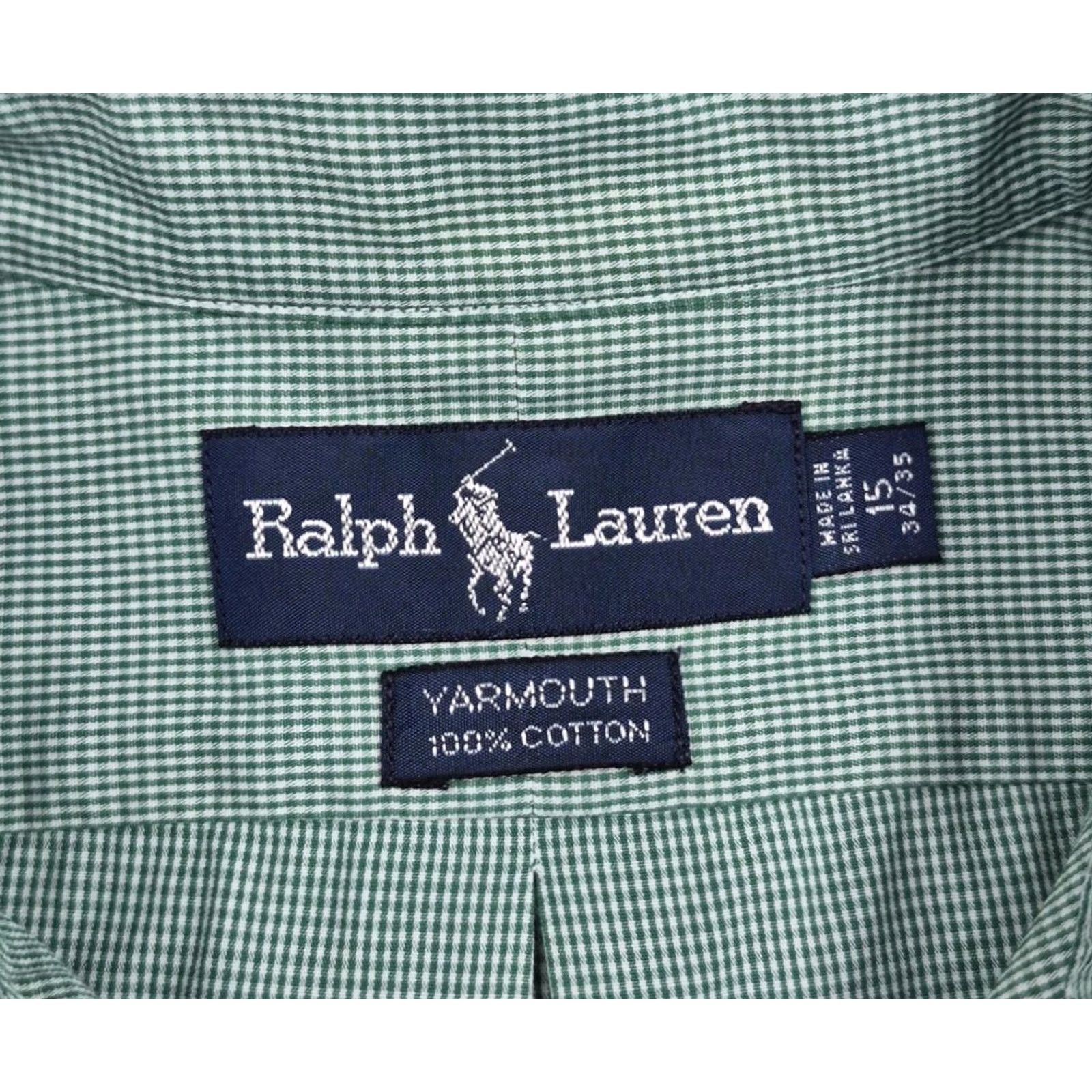 Ralph Lauren Ralph Lauren Button Up Shirt Mens 15.5 34/35 Green Yarmouth Classic Fit Dress Shirt Mens Regular Long Sleeve Button-Down Collar Logo Ginghamside Size 42R - 5 Thumbnail