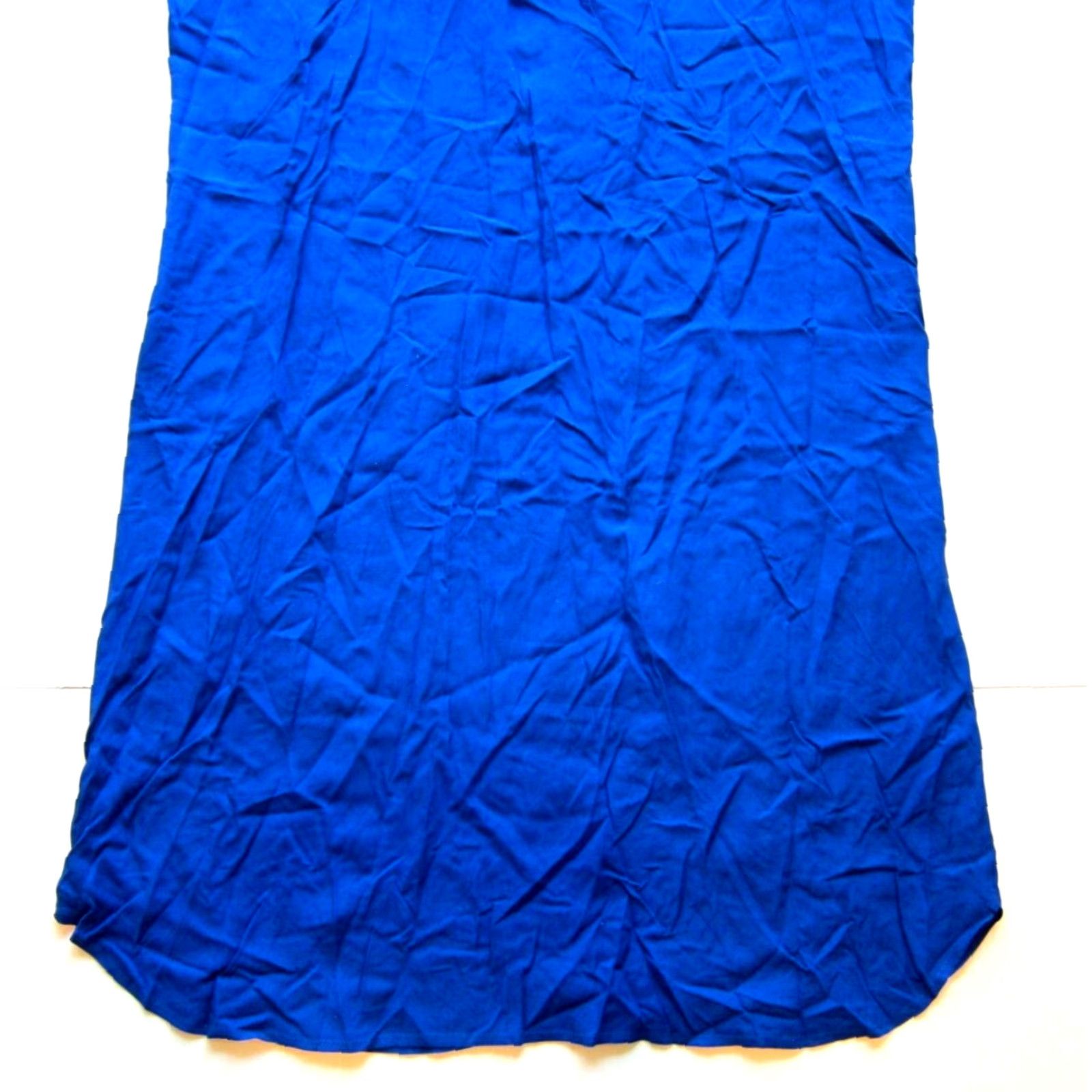 Vintage TYSA Rayon Blue V-Neck Cap Sleeve Tunic Sheath Shift Shirt Dress 4 Large Size S / US 4 / IT 40 - 6 Thumbnail