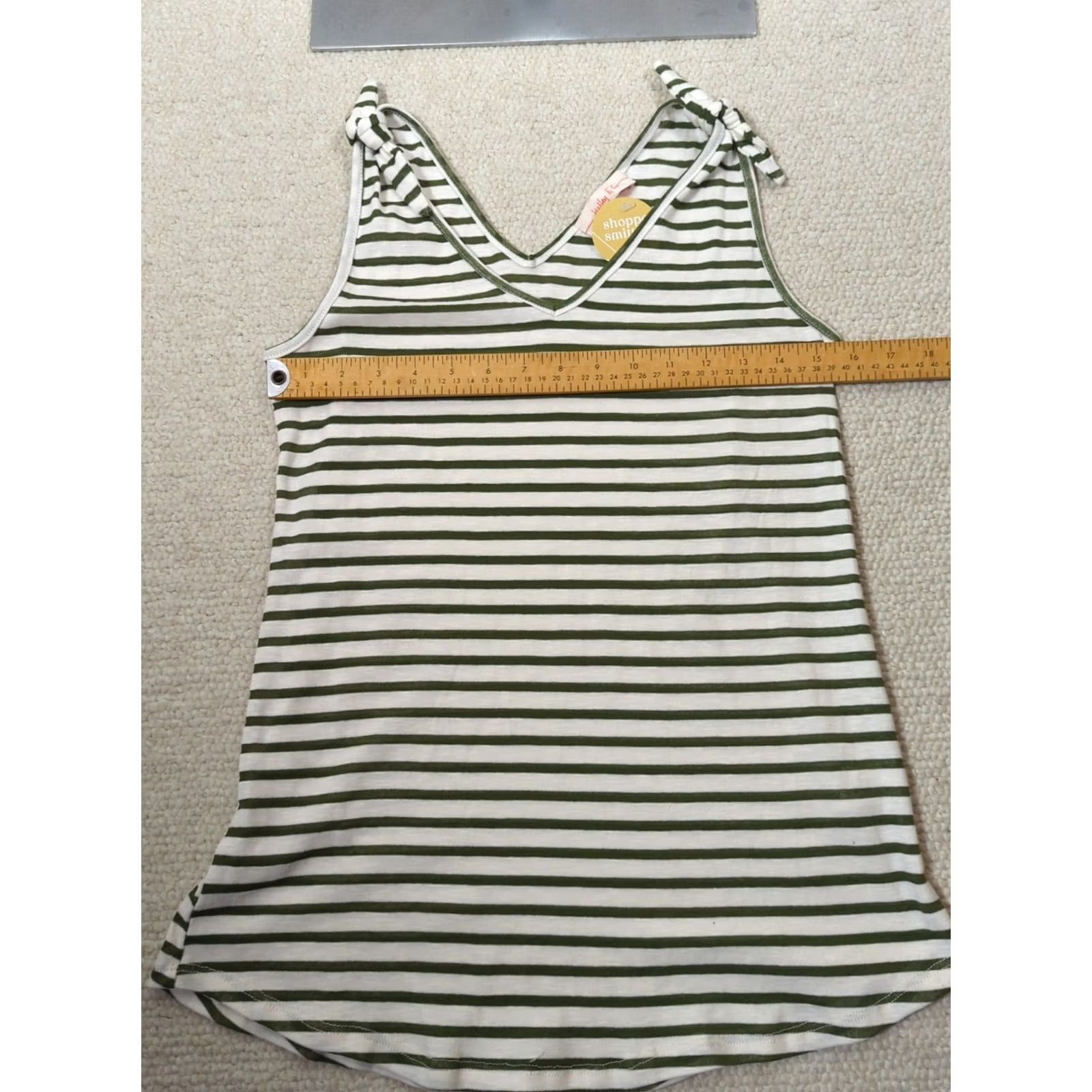 CO Hailey & Co Tank Women S Green Stripe V-Neck Tank Top NWT Bow Knit Cotton Blend Shirt Casual Travel Womens Size S / US 4 / IT 40 - 7 Thumbnail