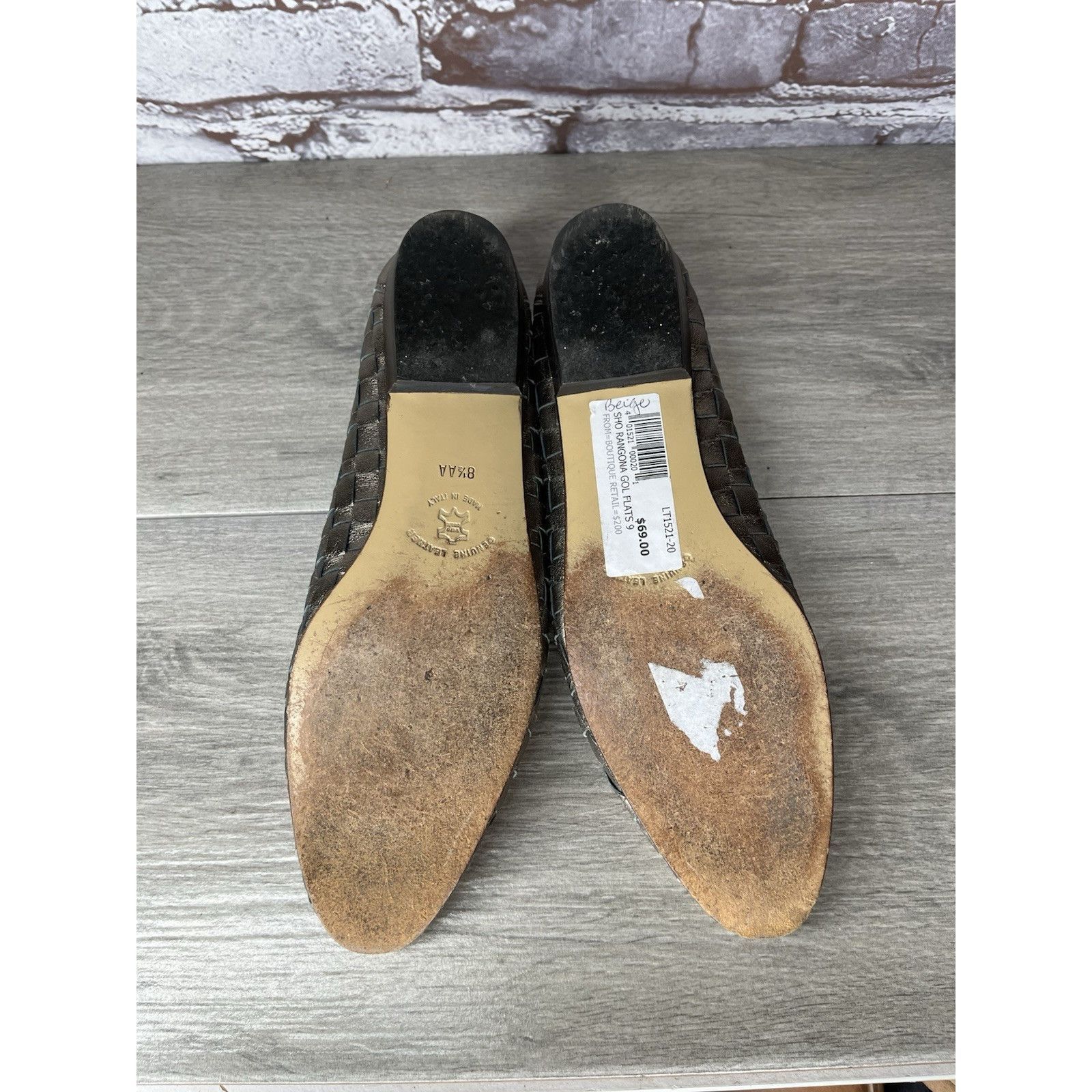 Santoni Rangoni Firenze Pewter Silver Leather Woven Weaves Flats Wom Size US 8.5 / IT 38.5 - 8 Thumbnail