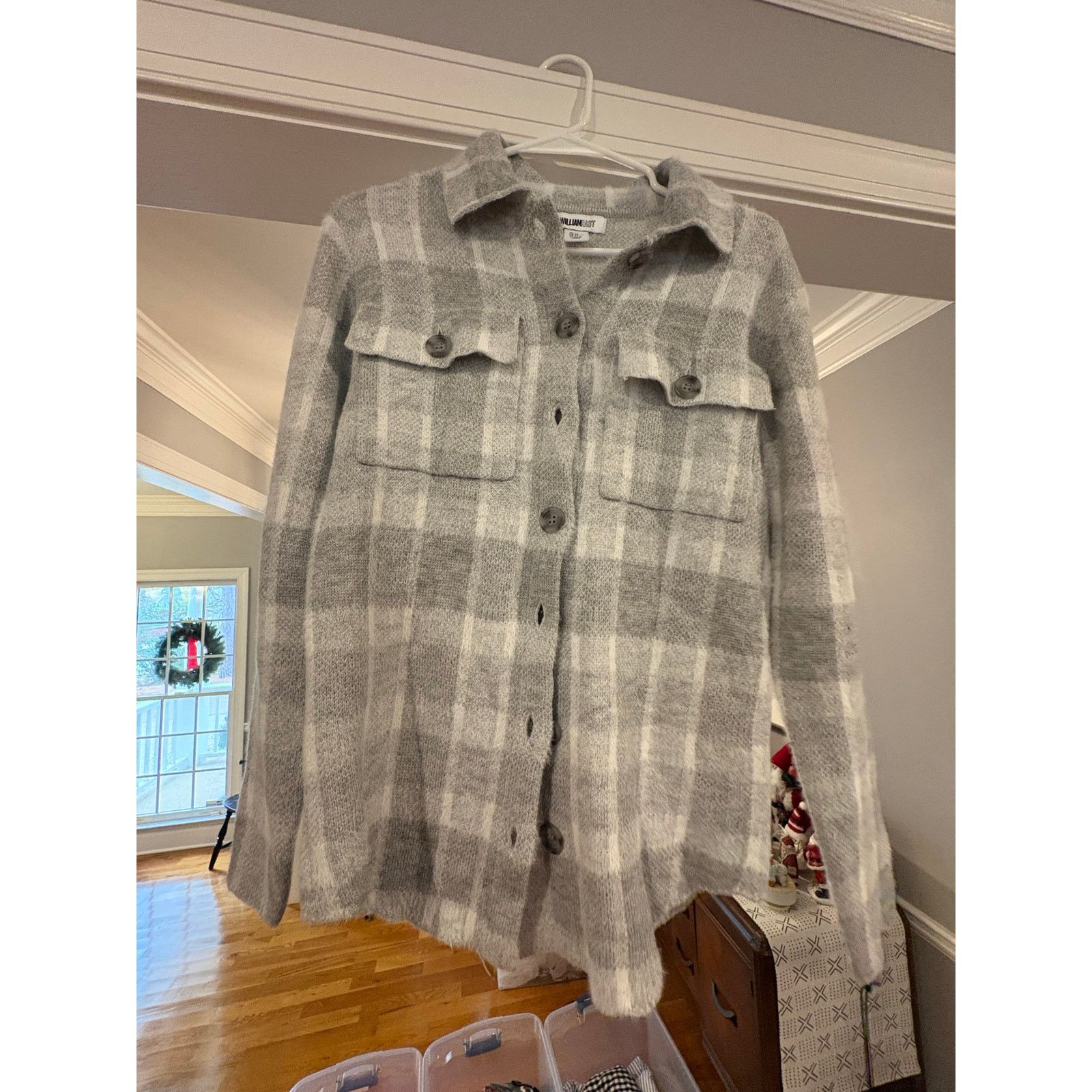 William Rast William Rast Women’s XS Gray Plaid Button Front Shirt Jacket Size XS / US 0-2 / IT 36-38 - 2 Thumbnail