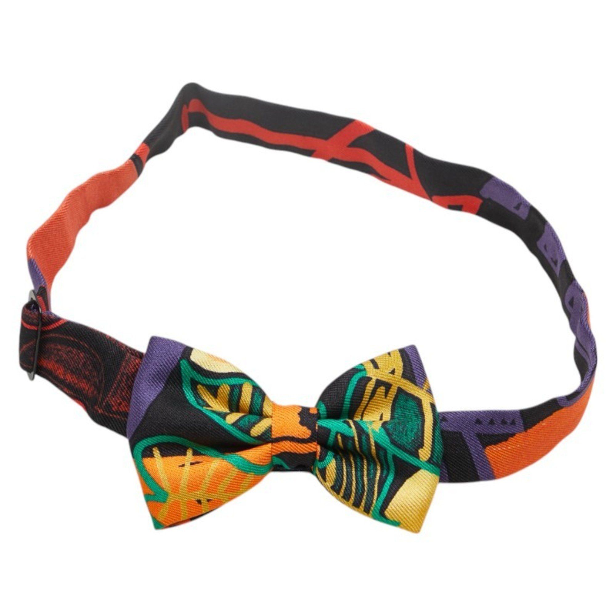 Hermes Hermes Nou Papillon Bow Tie Ribbon Orange Black Green Multicolor Silk Men's HERMES Size ONE SIZE - 1 Thumbnail
