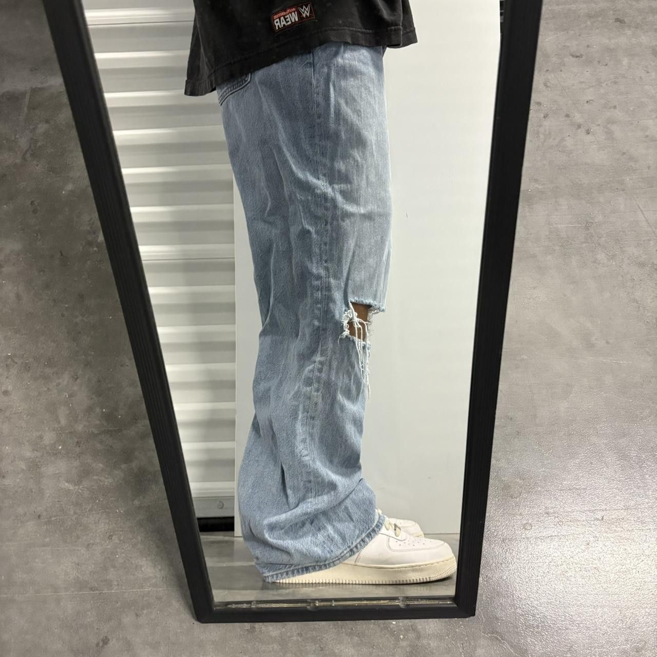 Vintage Crazy Vintage Y2K/2000s Baggy Bootcut Ripped Light Blue Wash Denim Jeans! Size US 34 / EU 50 - 2 Thumbnail