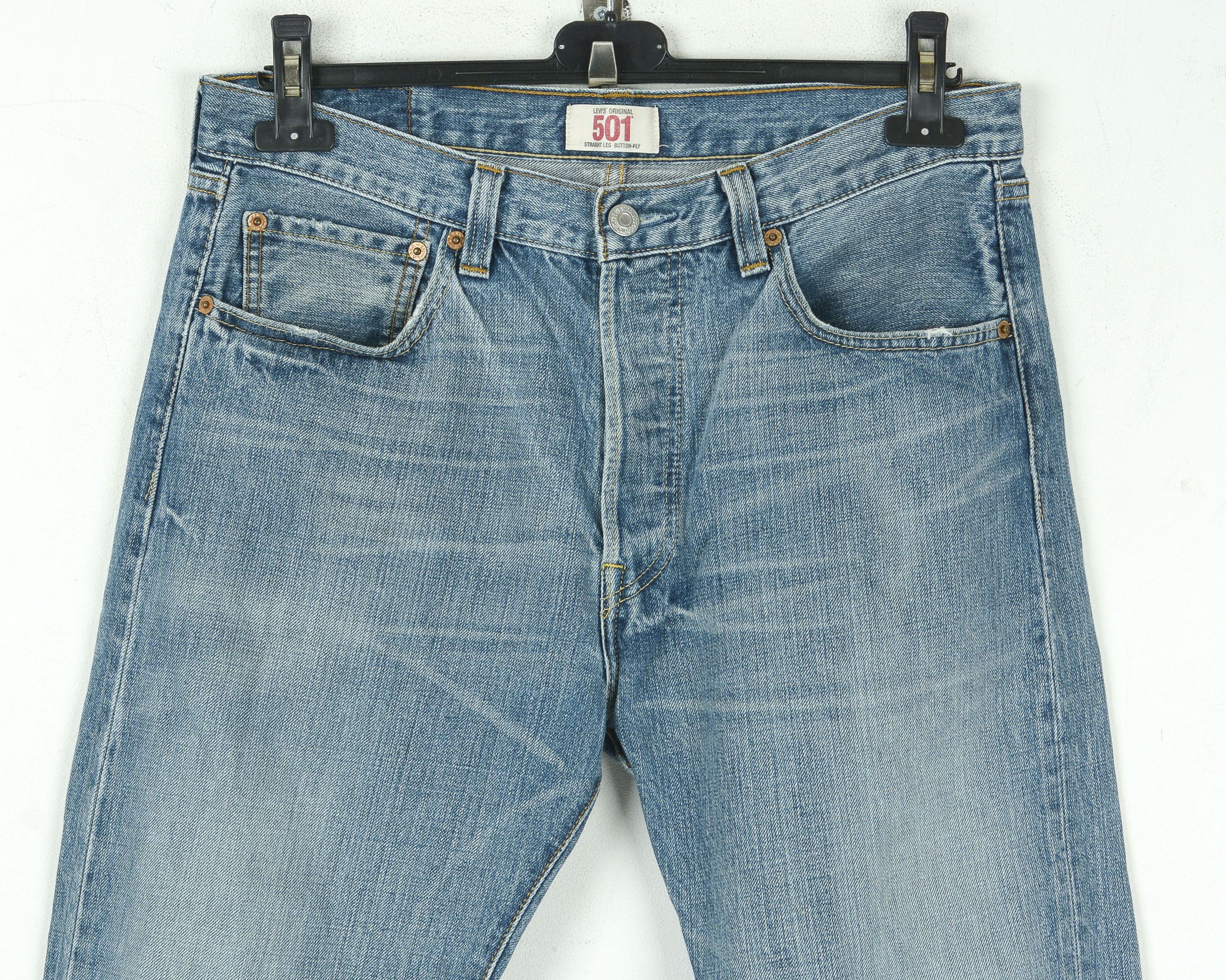 Levi's 501 Jeans W33 L30 Reg Straight Denim Pants Trousers Blue Size US 33 - 3 Thumbnail