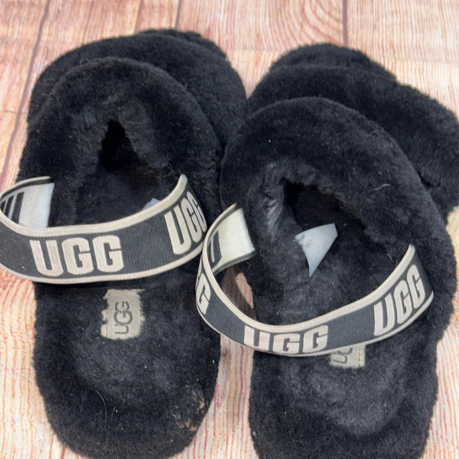 Other UGG Fluffy Black Slippers with Logo Strap Size 9 Size US 9 / IT 39 - 8 Thumbnail