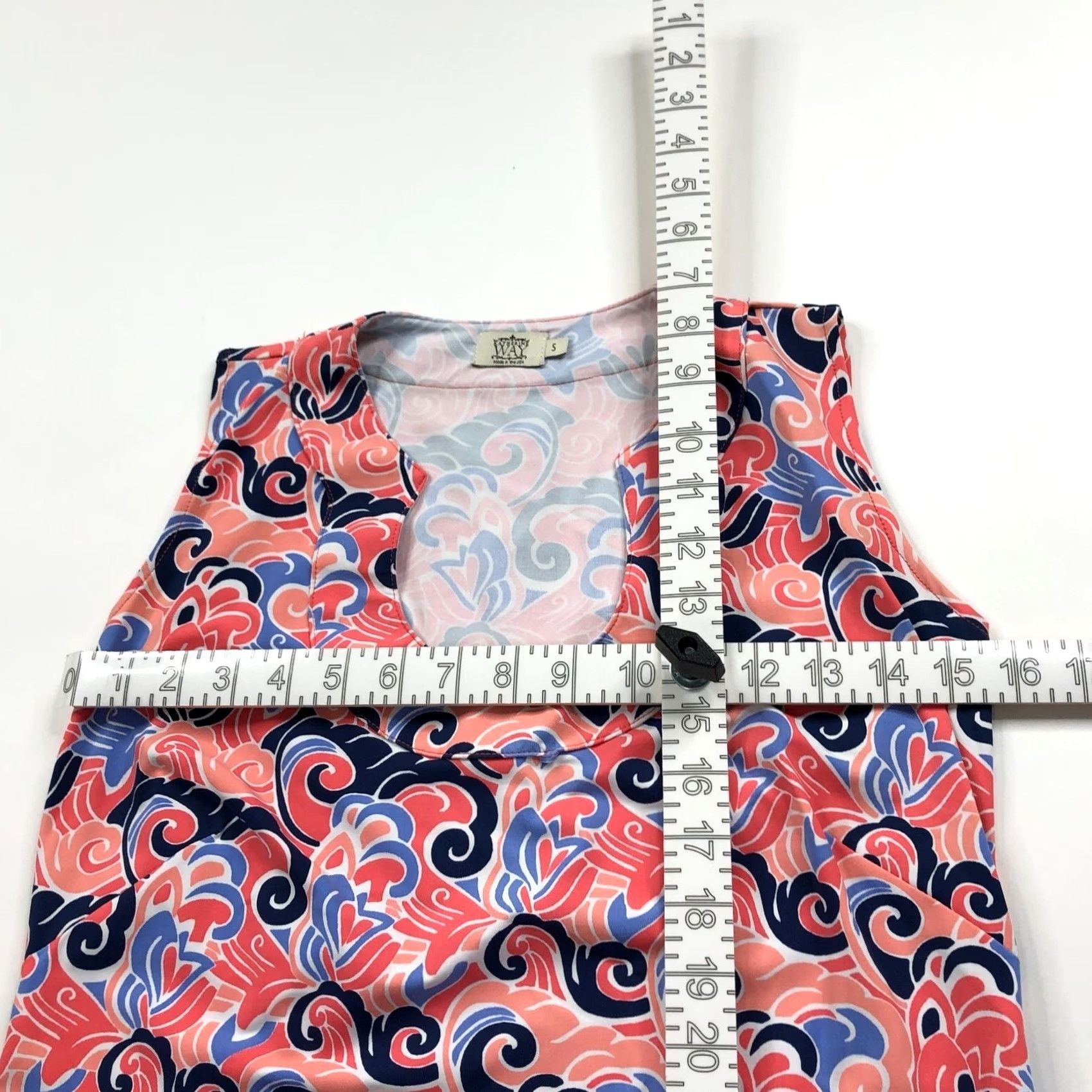 Vintage Katherine Way Small Women's Sleeveless Short Dress All Over Print Coral Geometric A-Line Scoop Neck Casual Size S / US 4 / IT 40 - 4 Thumbnail