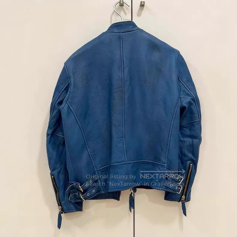Schott Blue motorcycle leather jacket Size US L / EU 52-54 / 3 - 3 Thumbnail