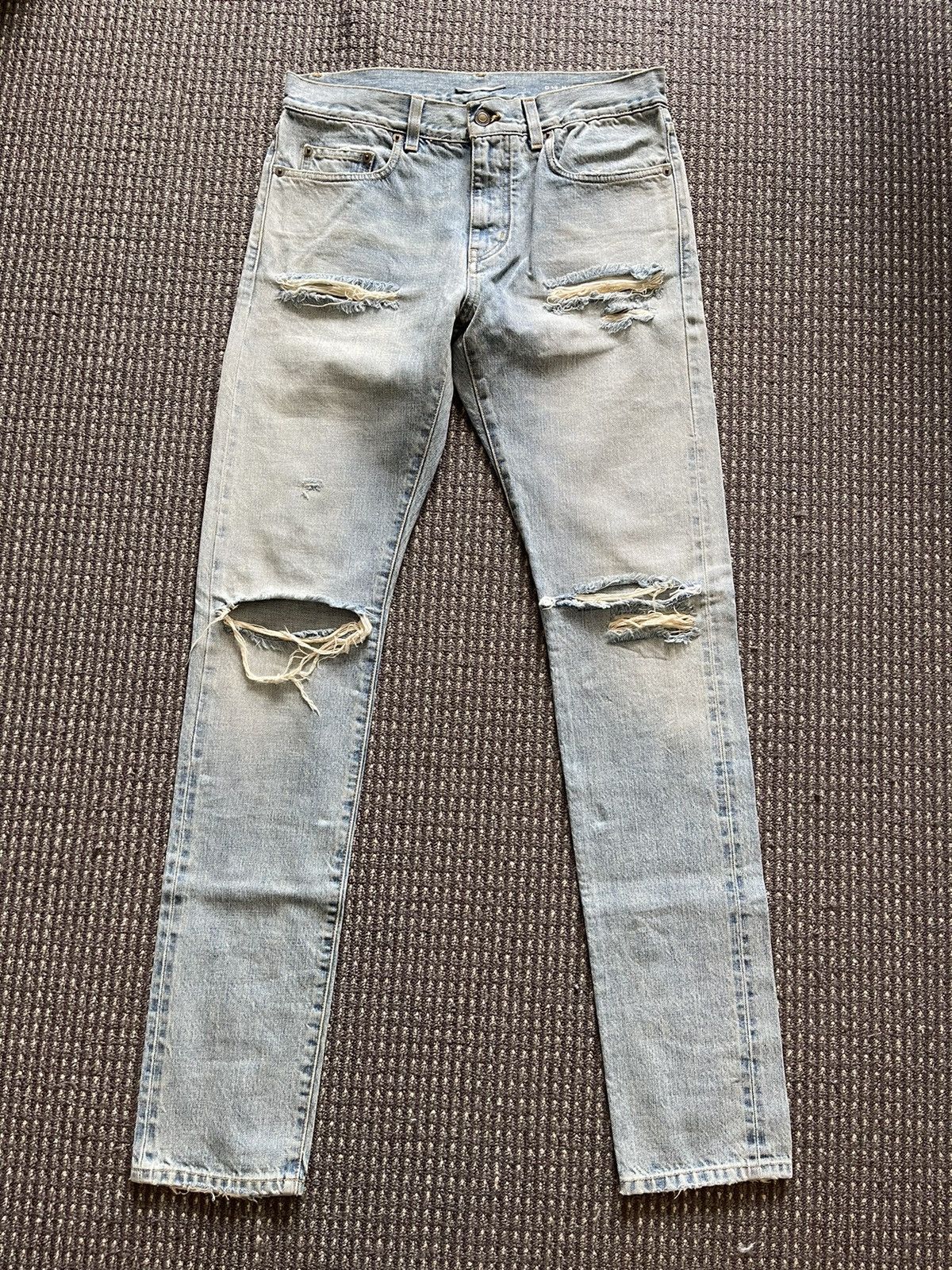 Hedi Slimane × Saint Laurent Paris 2016AW D10 Selvedge Ripped Jeans Size US 30 / EU 46 - 1 Thumbnail