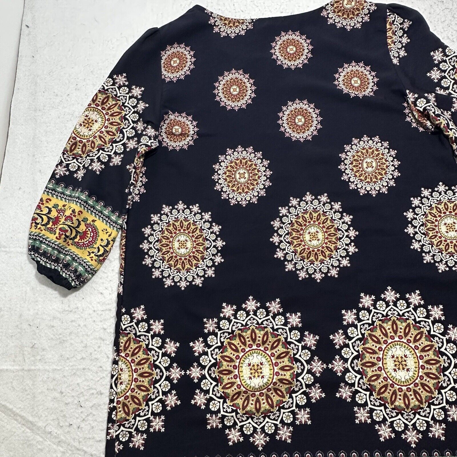 Other OVI Medium Boho Blue Yellow Batik Print Tunic Dress Size M / US 6-8 / IT 42-44 - 12 Thumbnail