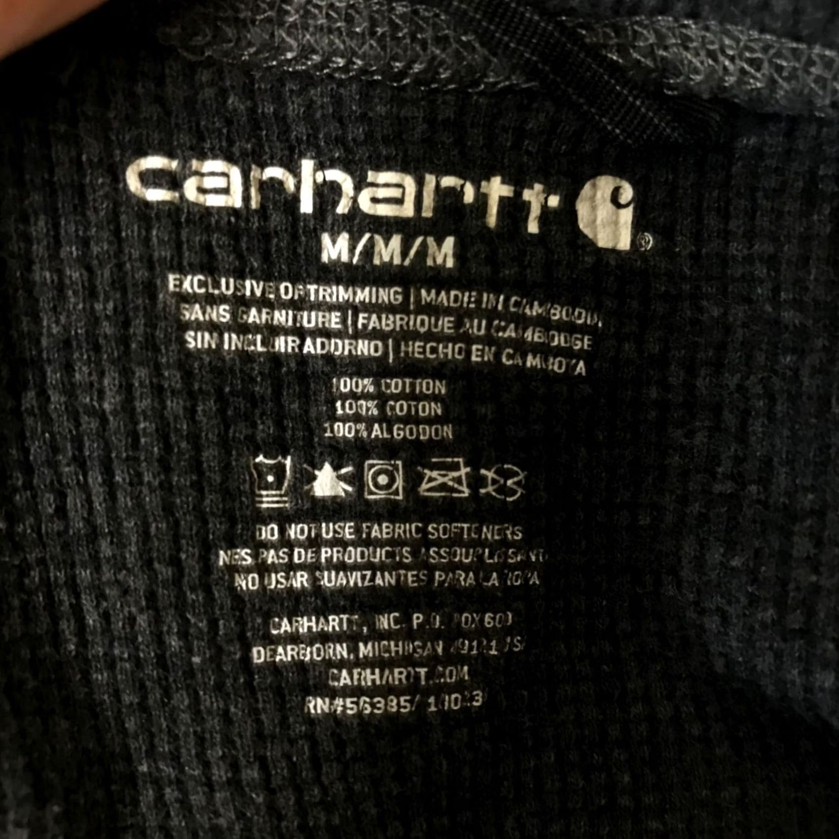Carhartt Carhartt Mens Medium Gray Crew Neck Ribbed 100% Cotton Long Sleeve Shirt Size US M / EU 48-50 / 2 - 7 Thumbnail