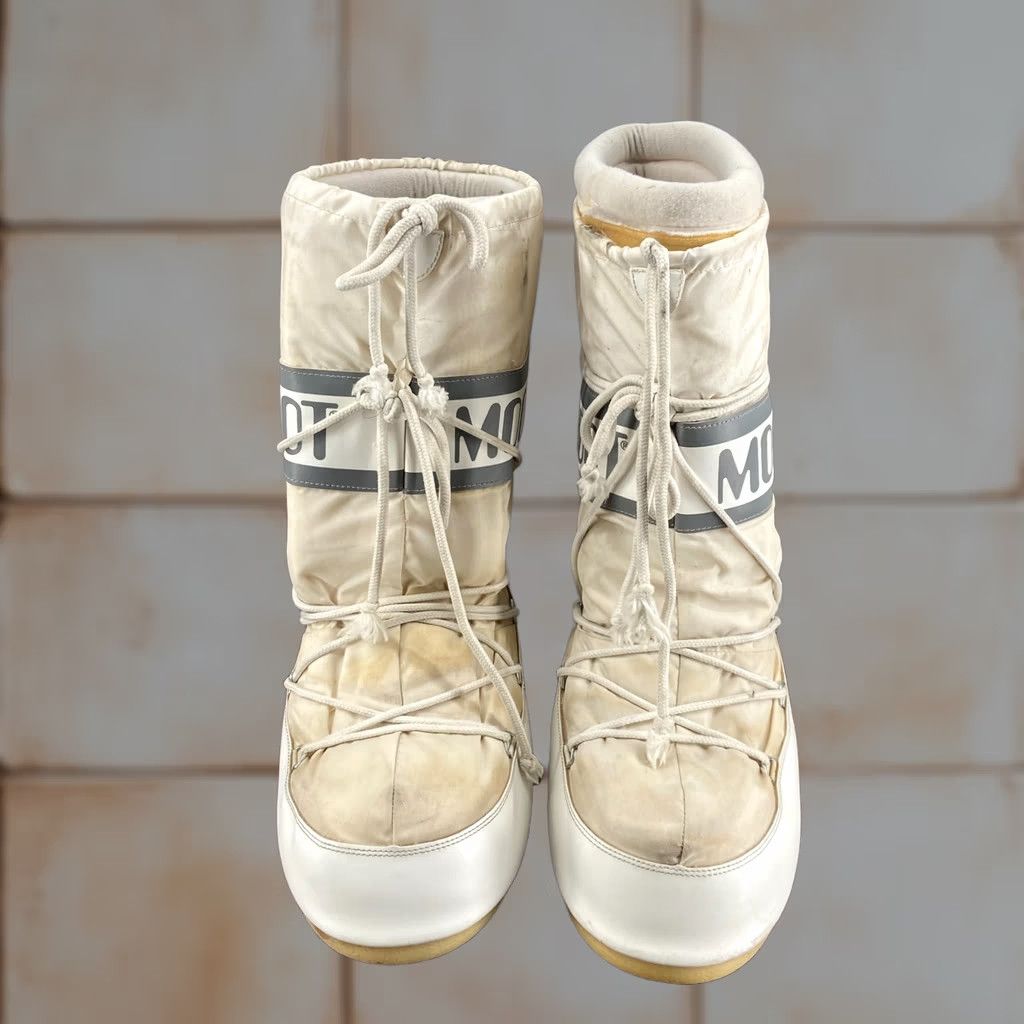 Moon Boot The Original Icon Mens US 11.5 Snow Beige White Nylon Knee High Winter Men main image 2