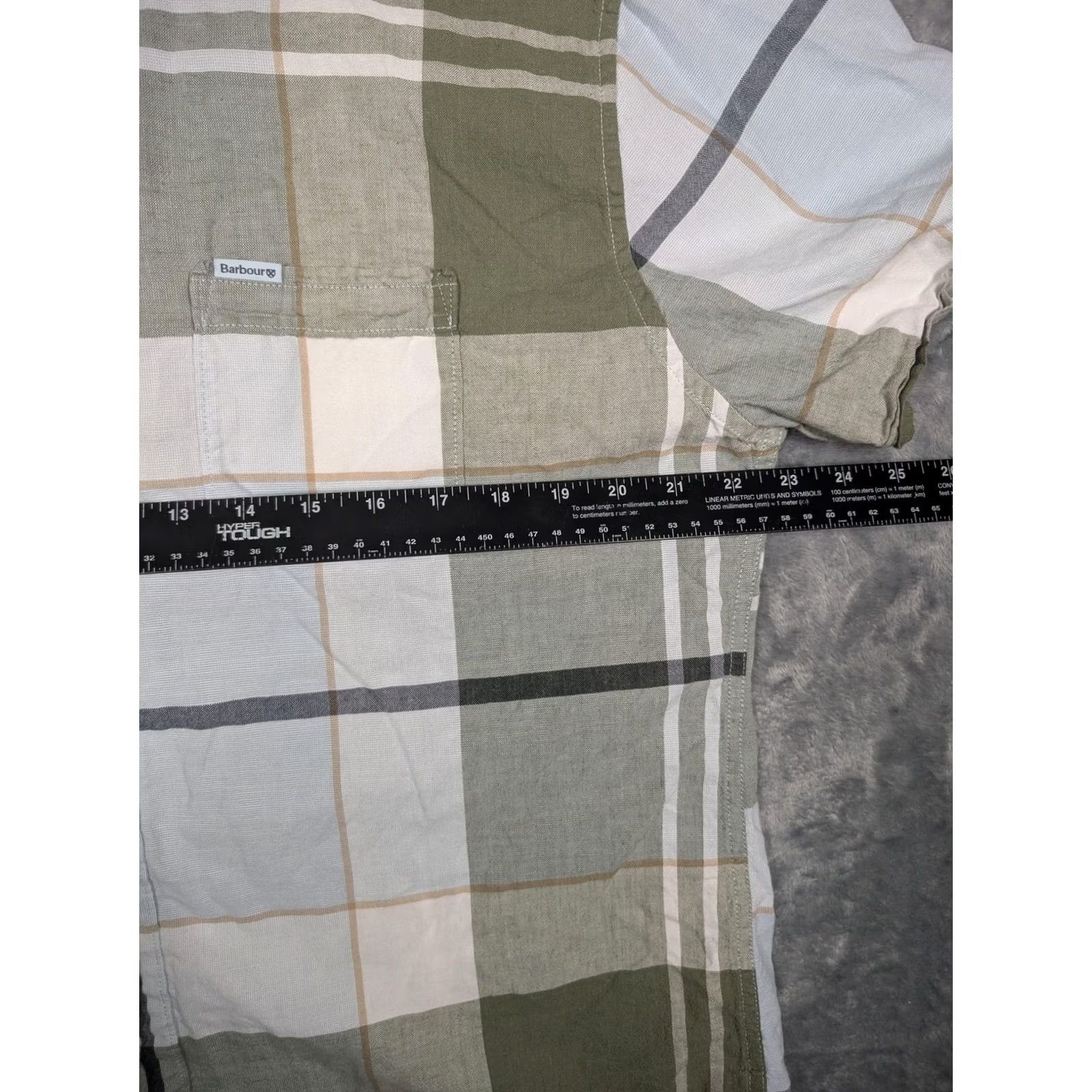 Barbour Barbour Shirt Mens Large Green Plaid Short Sleeve Button Down Linen Blend Size US L / EU 52-54 / 3 - 3 Thumbnail