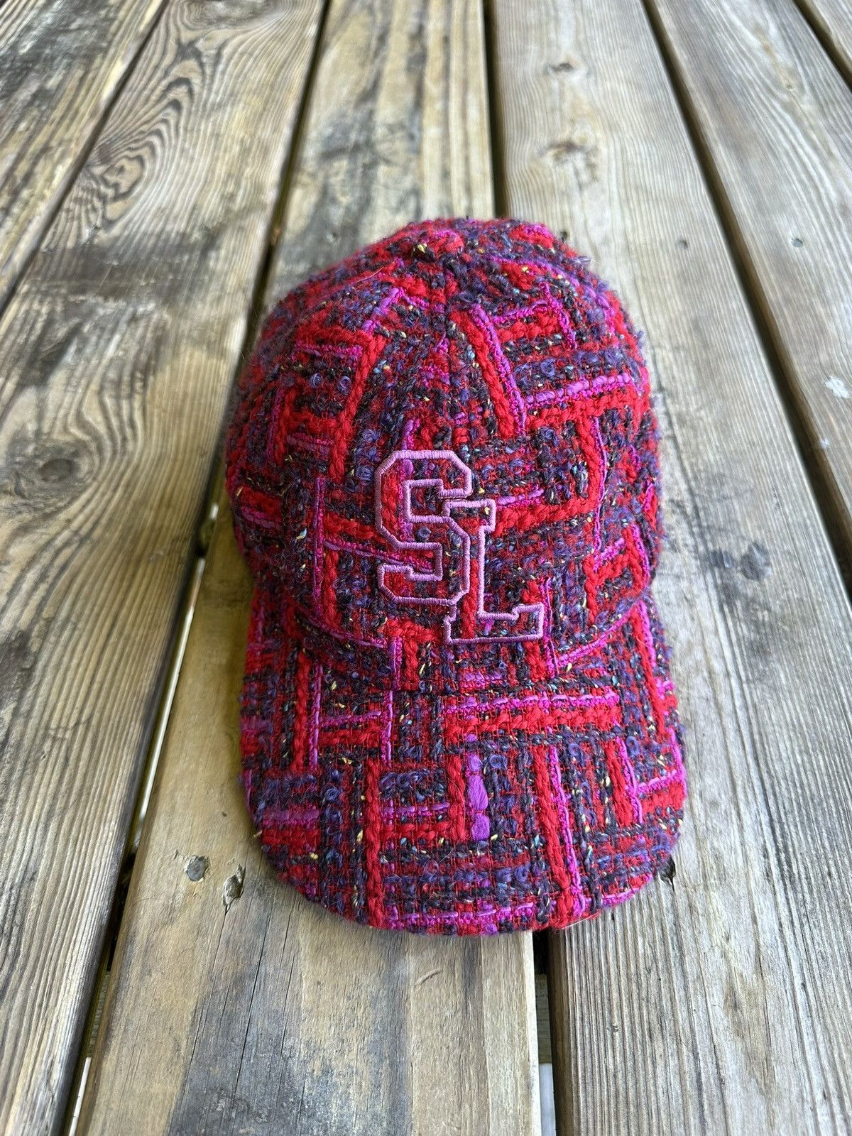 Yves Saint Laurent SAINT LAURENT Red &Purple Tweed Hat💜🩷 Size ONE SIZE - 1 Thumbnail