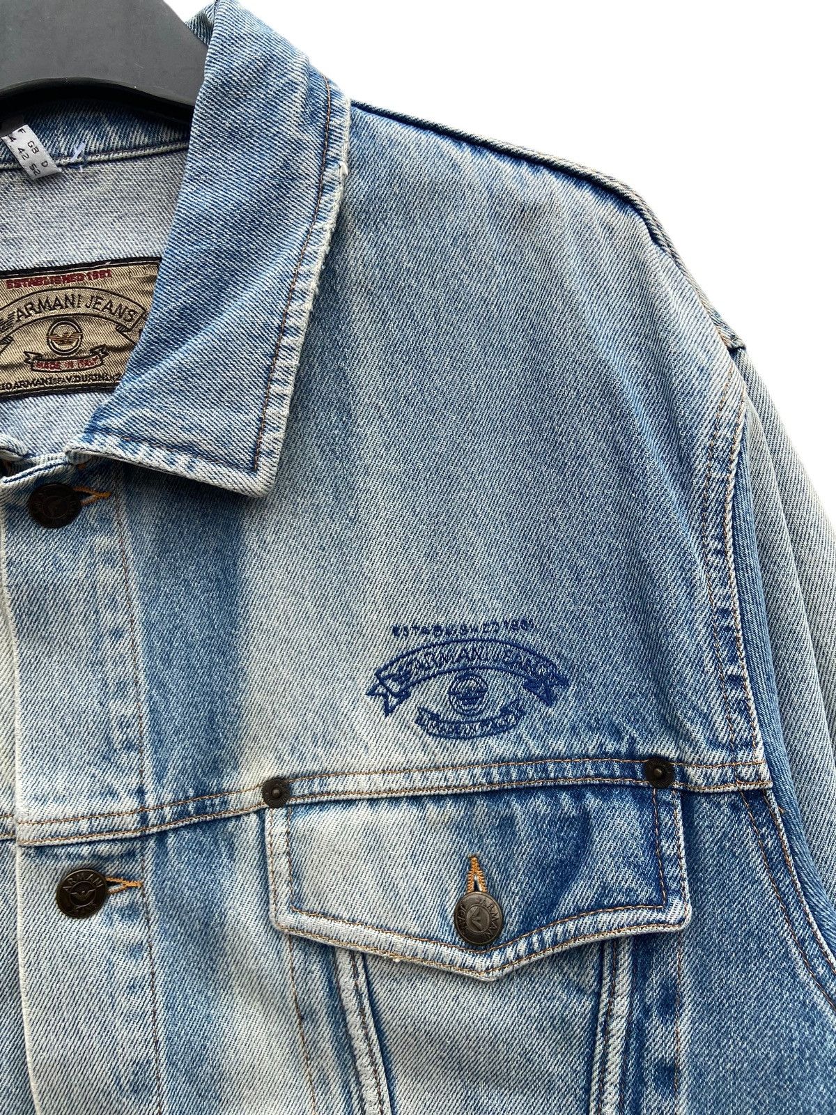 Armani Vintage Armani Jeans Sun Faded Trucker Jacket Size US XL / EU 56 / 4 - 3 Thumbnail