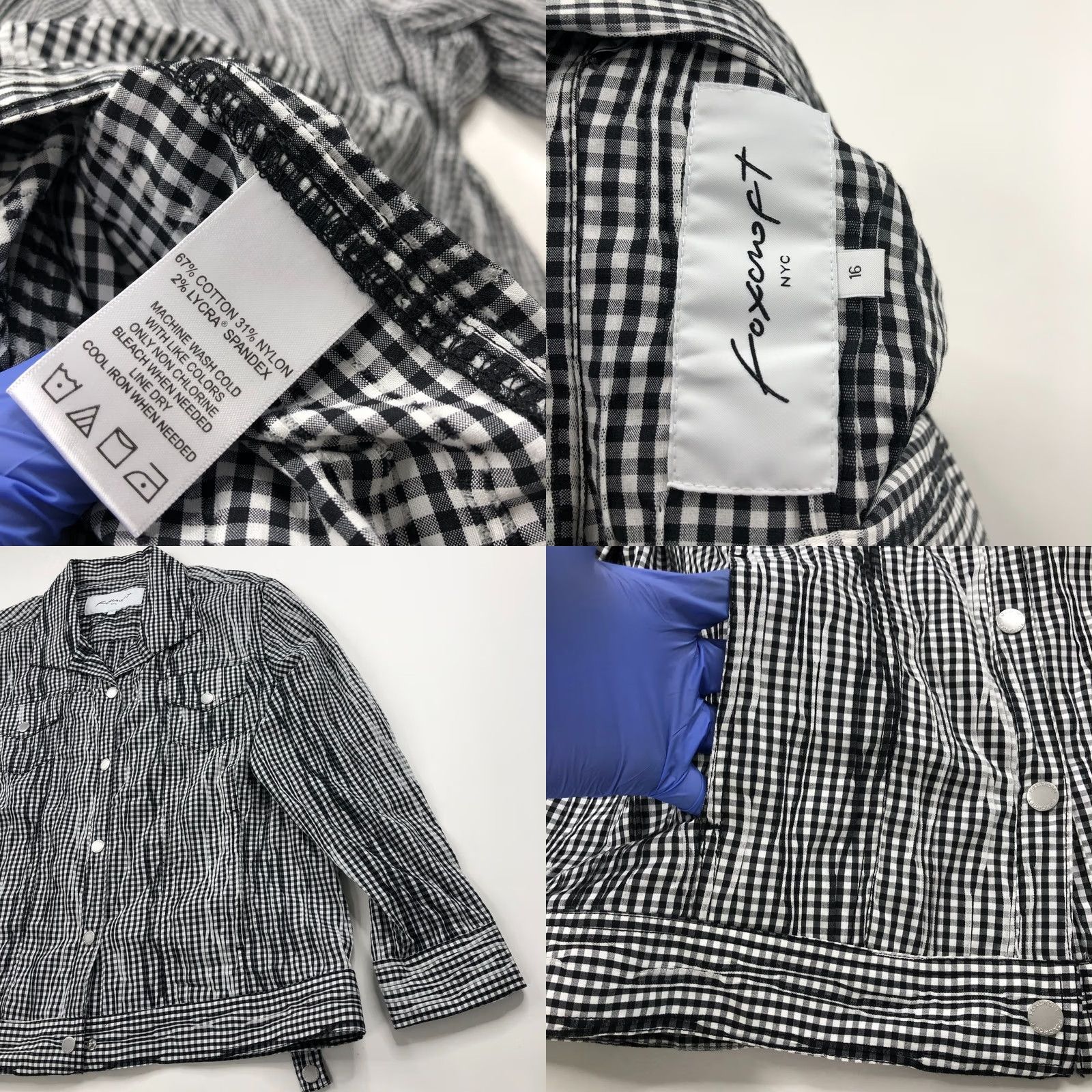 Vintage Foxcroft Button-Up Shirt Long Sleeve Check Textured Black MINT 16 Women, Regular Fit, All Seasons, Casual, Cotton Nylon Spandex, Classic Style Size XXL / US 16-18 / IT 52-54 - 8 Thumbnail