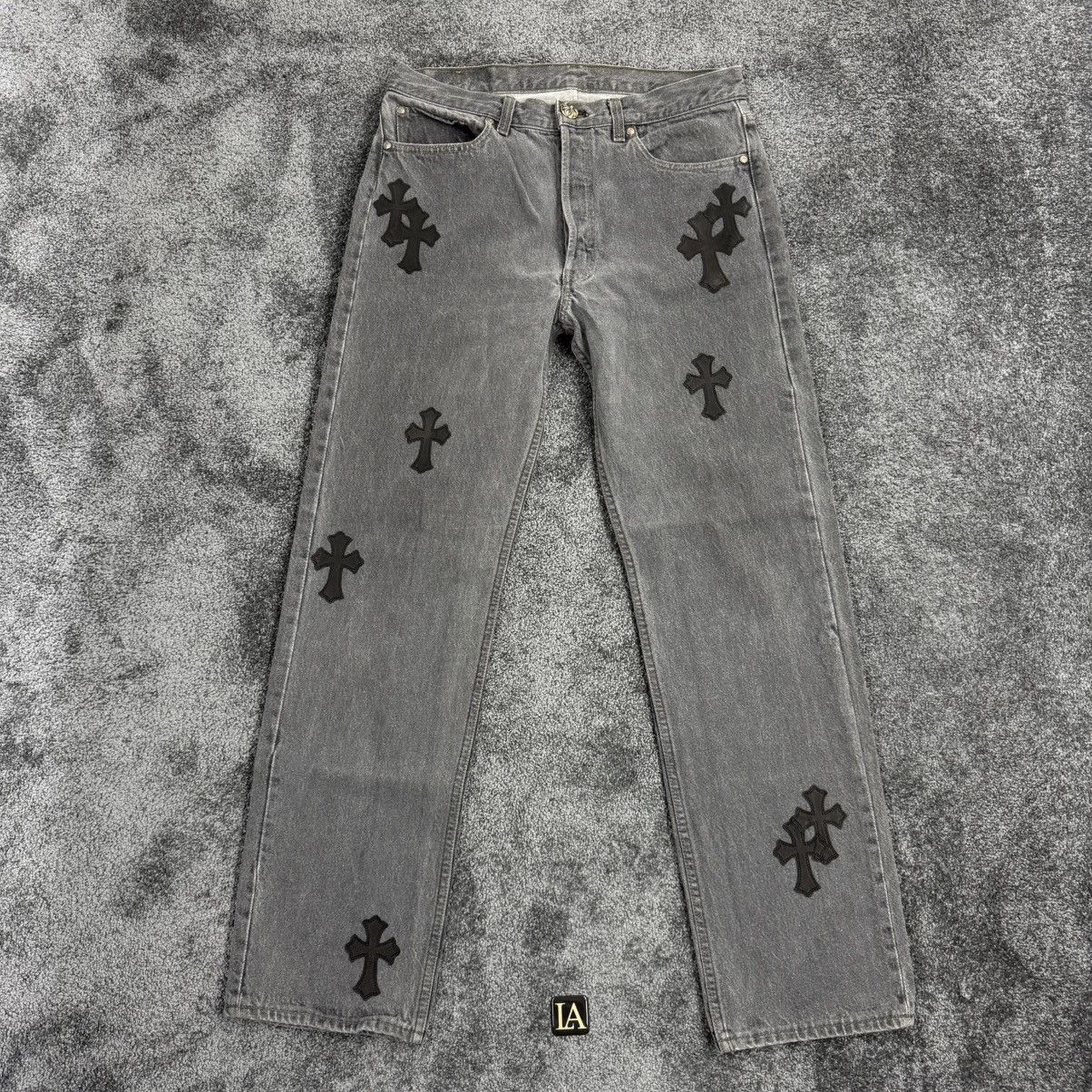 Chrome Hearts Chrome Hearts Grey Levi‘s 501 Black Patch Denim Size US 31 - 1 Thumbnail