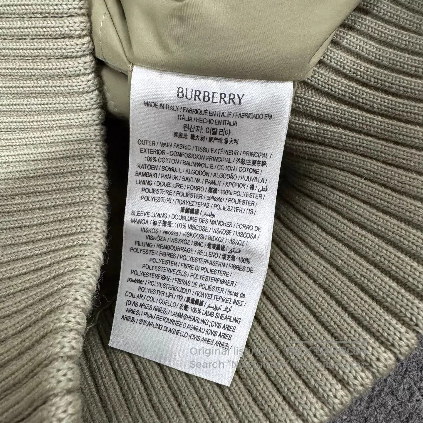 Burberry Green Faux Fur Collar Zip-Up Bomber Jacket. Size US M / EU 48-50 / 2 - 6 Thumbnail