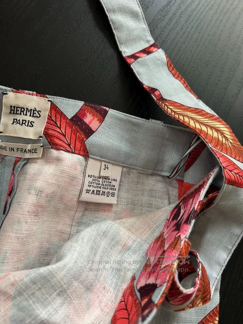 Hermes Hermes Linen Floral Patterned Shorts Size 42" / US 20 - 4 Thumbnail