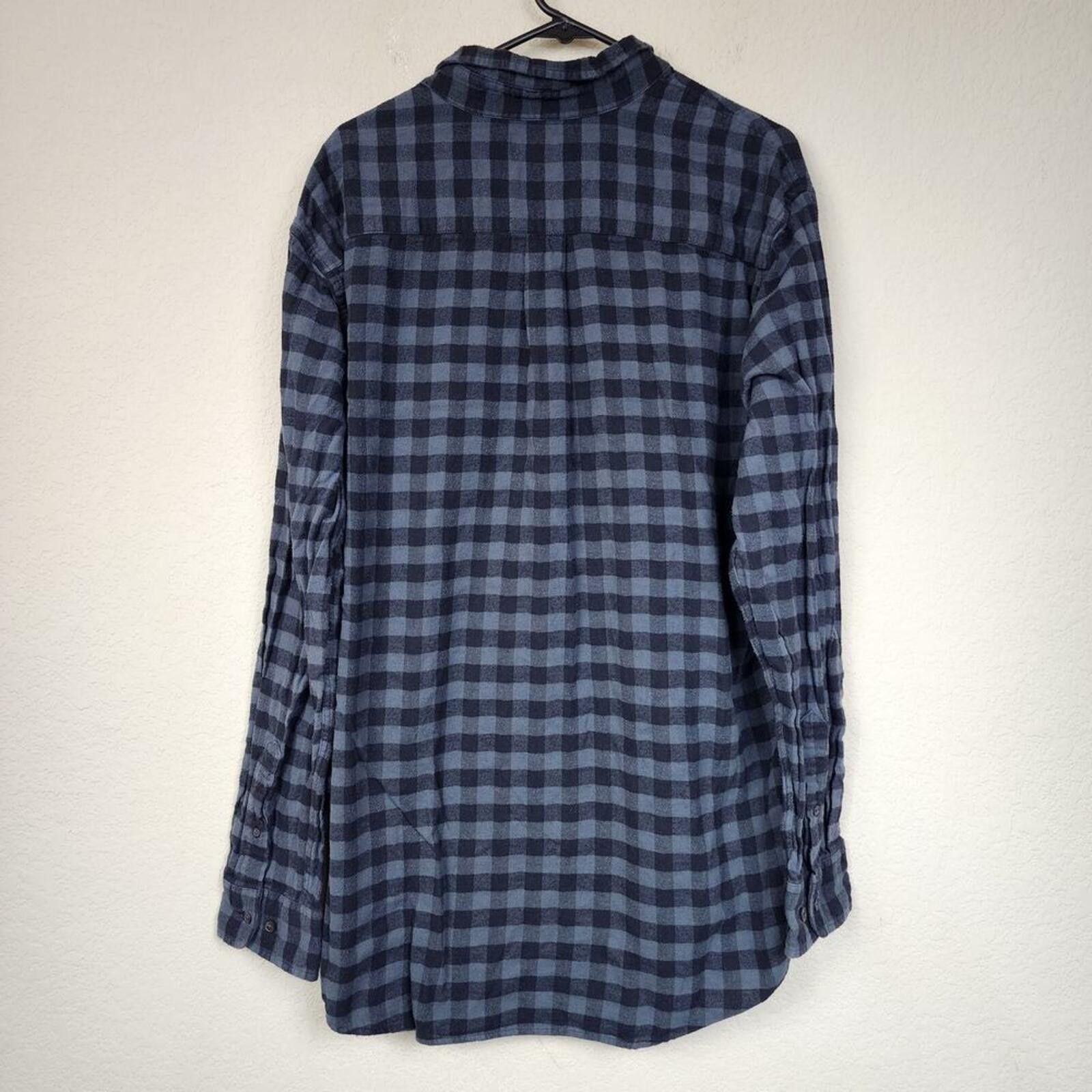 Croft & Barrow 100% Cotton Black Grey Plaid Long Sleeve Shirt Top Size US XL / EU 56 / 4 - 5 Thumbnail