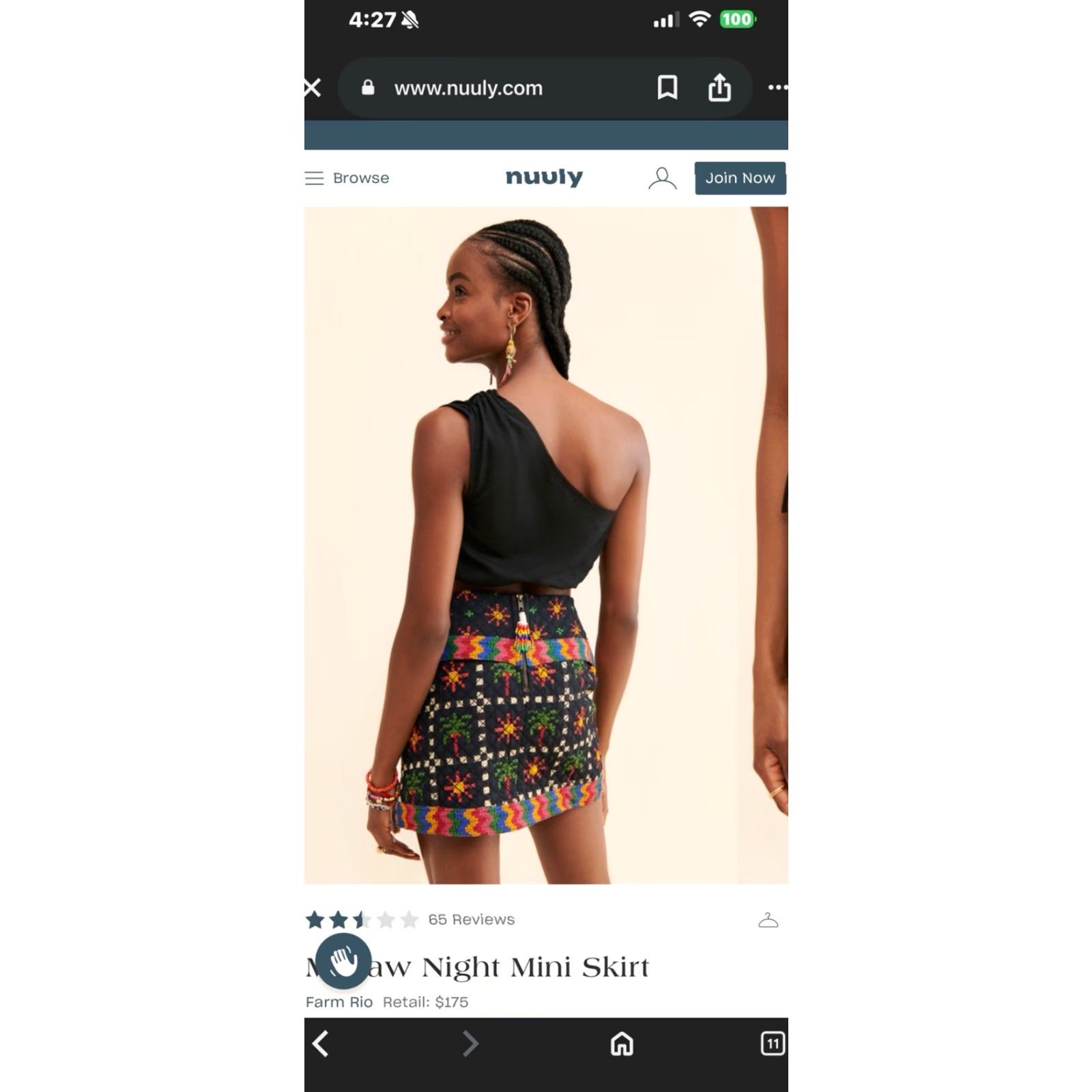 Farm Rio Farm Rio Skirt Womens Mini Quilted Multicolor Macaw Night Size 32" / US 10 / IT 46 - 3 Thumbnail